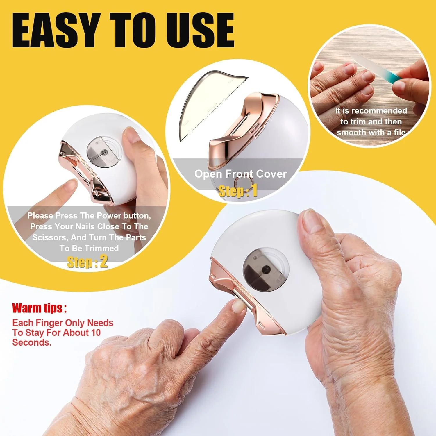 ناخن گیر اتوماتیک Minatee، ناخن گیر برقی ایمن، قیچی اصلاح ناخن، هدیه ای برای مراقبان، سالمندان، بزرگسالان، کودکان، مراکز نگهداری (سفید) ناخن گیر اتوماتیک Minatee، ناخن گیر برقی ایمن، قیچی اصلاح ناخن، هدیه ای برای مراقبان، سالمندان، بزرگسالان، کودکان، مراکز نگهداری (سفید)