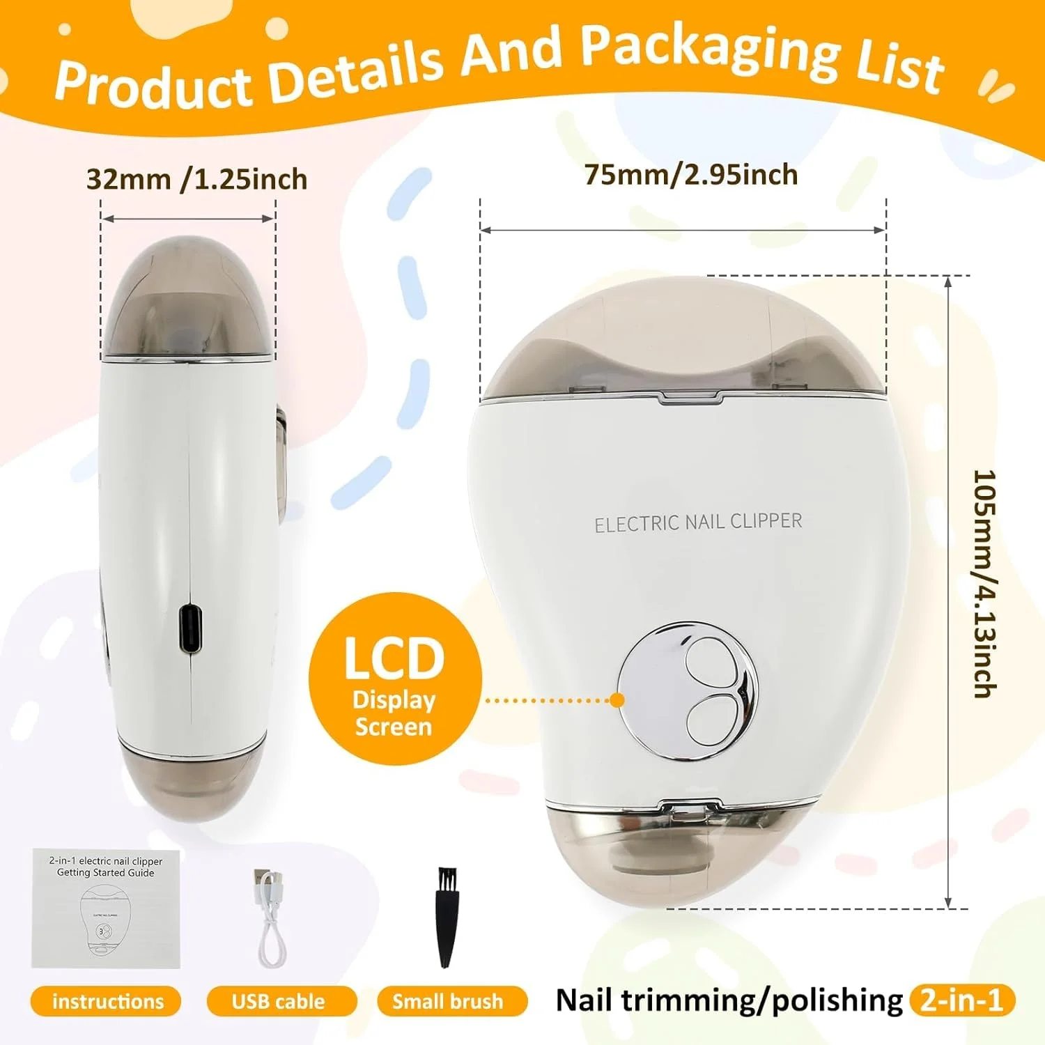 ناخن گیر برقی کودک، تریمر ناخن اتوماتیک با 3 سطح سرعت به همراه محفظه جمع آوری ناخن، تریمر ایمن و قابل شارژ ناخن، قیچی ناخن برقی (سفید) ناخن گیر برقی کودک، تریمر ناخن اتوماتیک با 3 سطح سرعت به همراه محفظه جمع آوری ناخن، تریمر ایمن و قابل شارژ ناخن، قیچی ناخن برقی (سفید)