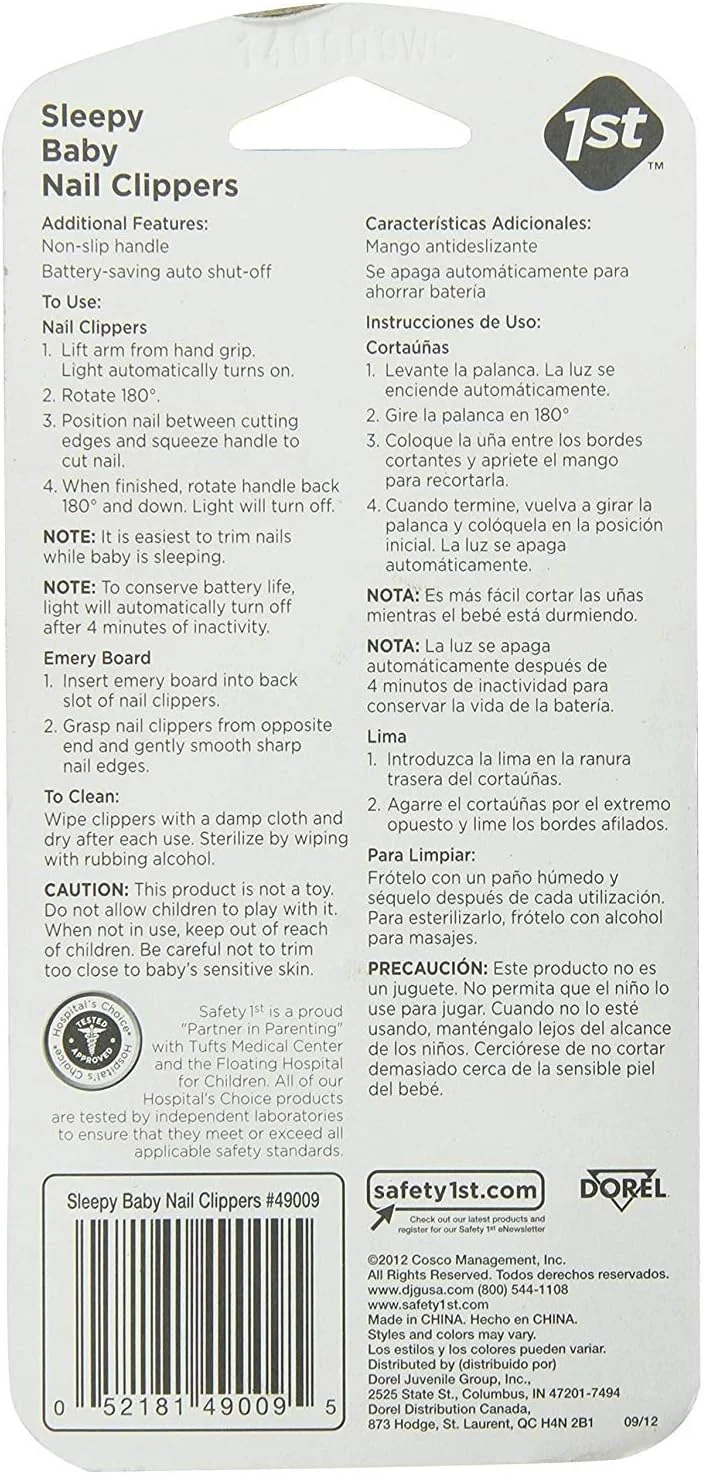 ناخن گیر کودک Safety 1st Sleepy Baby با چراغ LED داخلی، بسته 2 عددی، رنگ ها ممکن است متفاوت باشند ناخن گیر کودک Safety 1st Sleepy Baby با چراغ LED داخلی، بسته 2 عددی، رنگ ها ممکن است متفاوت باشند