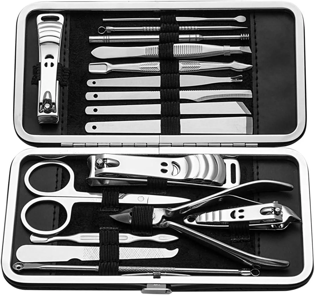 ست مانیکور و پدیکور توتچ، ست 17 تکه ابزار استیل ضد زنگ برای پیرایش ناخن، هدیه ای برای آقایان/بانوان شامل از بین برنده پوست های مرده با کیف مسافرتی قابل حمل ست مانیکور و پدیکور توتچ، ست 17 تکه ابزار استیل ضد زنگ برای پیرایش ناخن، هدیه ای برای آقایان/بانوان شامل از بین برنده پوست های مرده با کیف مسافرتی قابل حمل