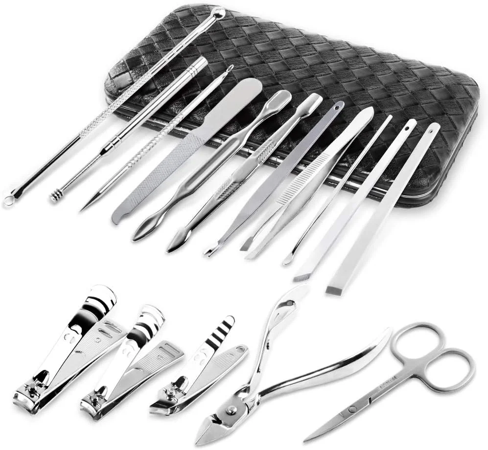 ست مانیکور و پدیکور توتچ، ست 17 تکه ابزار استیل ضد زنگ برای پیرایش ناخن، هدیه ای برای آقایان/بانوان شامل از بین برنده پوست های مرده با کیف مسافرتی قابل حمل ست مانیکور و پدیکور توتچ، ست 17 تکه ابزار استیل ضد زنگ برای پیرایش ناخن، هدیه ای برای آقایان/بانوان شامل از بین برنده پوست های مرده با کیف مسافرتی قابل حمل