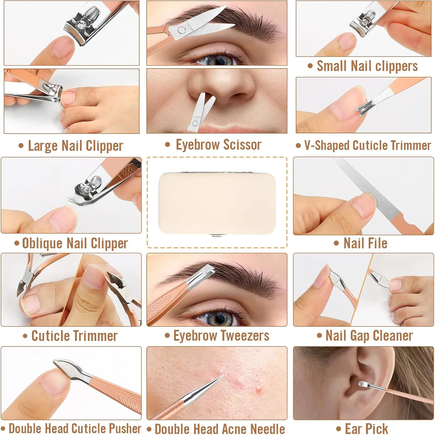 ست مانیکور Aceoce حرفه ای فوق العاده تیز و بادوام، ست پیرایش مردانه و زنانه، ست ناخن گیر استیل ضد زنگ، ست مانیکور پدیکور حرفه ای 12 تکه در جعبه مسافرتی ست مانیکور Aceoce حرفه ای فوق العاده تیز و بادوام، ست پیرایش مردانه و زنانه، ست ناخن گیر استیل ضد زنگ، ست مانیکور پدیکور حرفه ای 12 تکه در جعبه مسافرتی