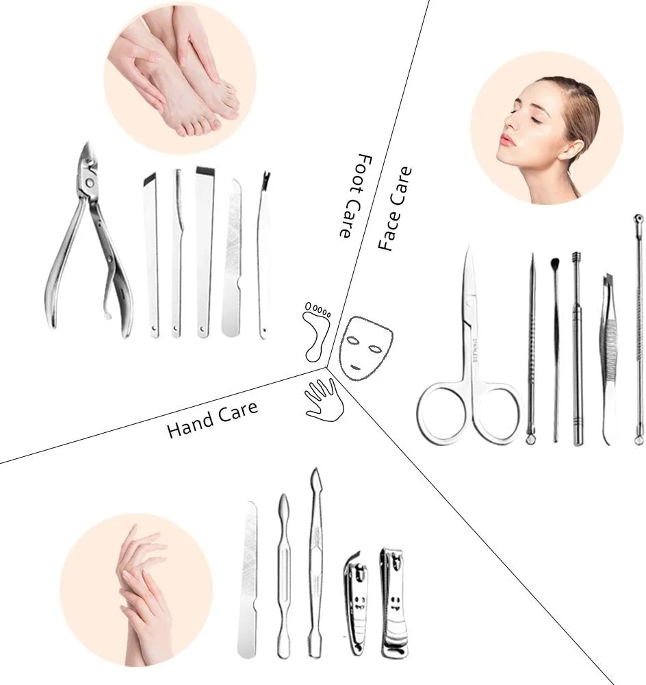 ست مانیکور و پدیکور توتچ، ست 17 تکه ابزار استیل ضد زنگ برای پیرایش ناخن، هدیه ای برای آقایان/بانوان شامل از بین برنده پوست های مرده با کیف مسافرتی قابل حمل ست مانیکور و پدیکور توتچ، ست 17 تکه ابزار استیل ضد زنگ برای پیرایش ناخن، هدیه ای برای آقایان/بانوان شامل از بین برنده پوست های مرده با کیف مسافرتی قابل حمل