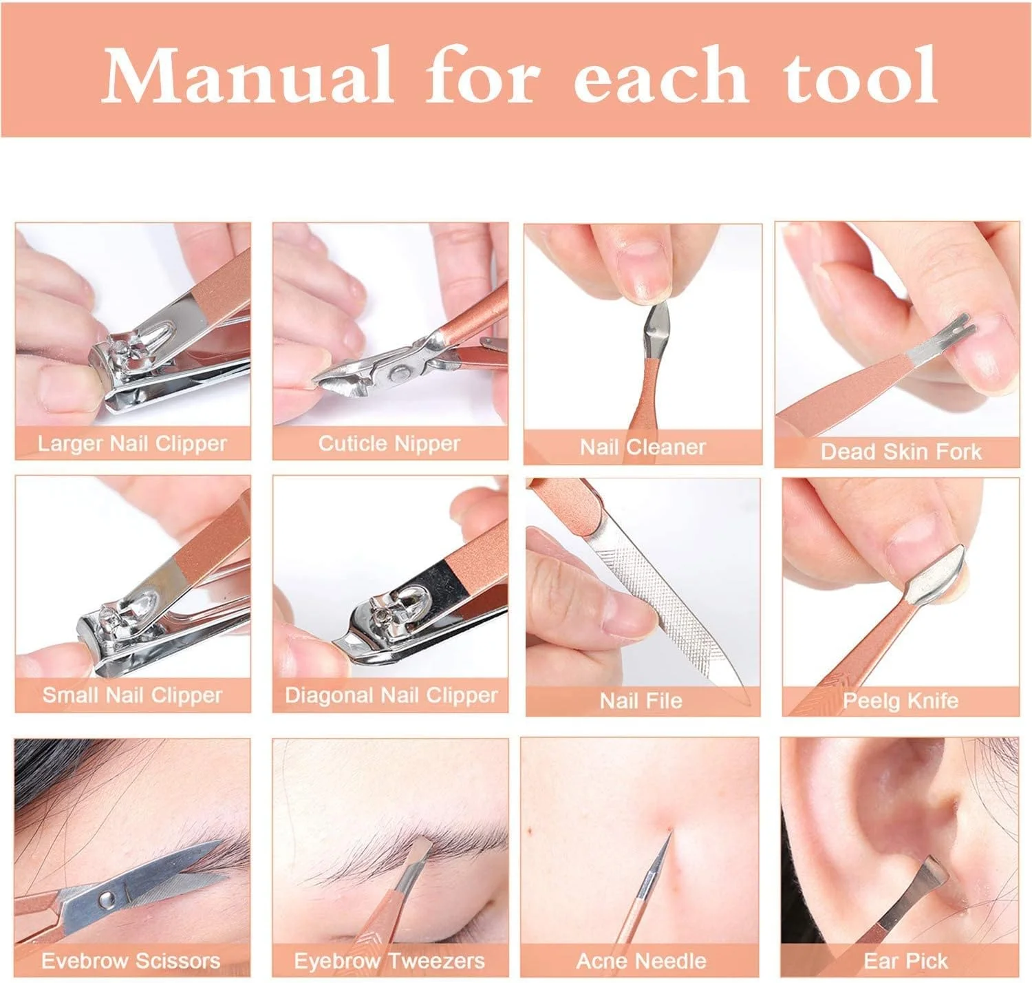 ست مانیکور و پدیکور 12 تکه زنانه با کیف چرمی مسافرتی (رزگلد) ست مانیکور و پدیکور 12 تکه زنانه با کیف چرمی مسافرتی (رزگلد)