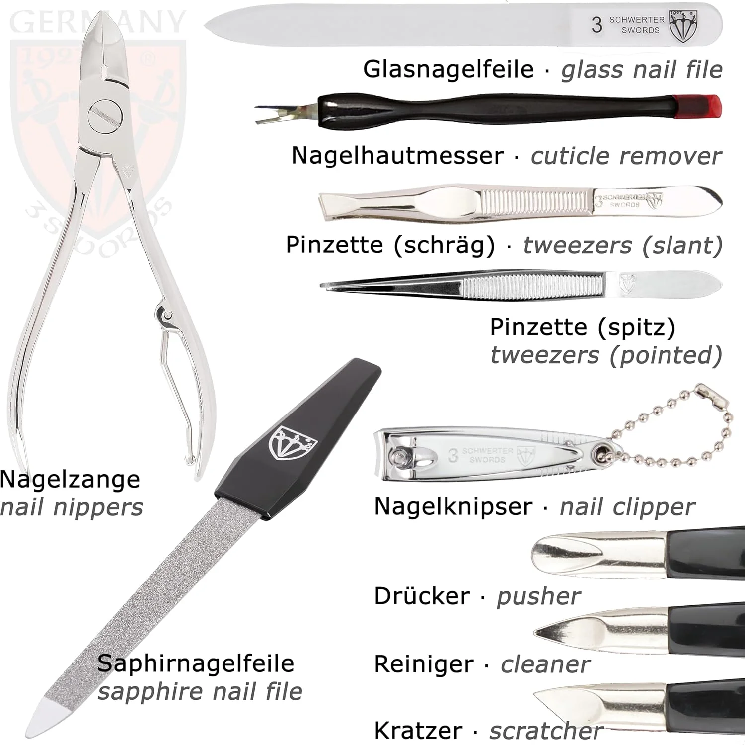 ست مانیکور و پدیکور 12 تکه با کیفیت عالی از برند تری سورز آلمان، مناسب برای مراقبت حرفه ای از ناخن های دست و پا، به همراه کیف چرمی مشکی اصل - ساخت آلمان ست مانیکور و پدیکور 12 تکه با کیفیت عالی از برند تری سورز آلمان، مناسب برای مراقبت حرفه ای از ناخن های دست و پا، به همراه کیف چرمی مشکی اصل - ساخت آلمان