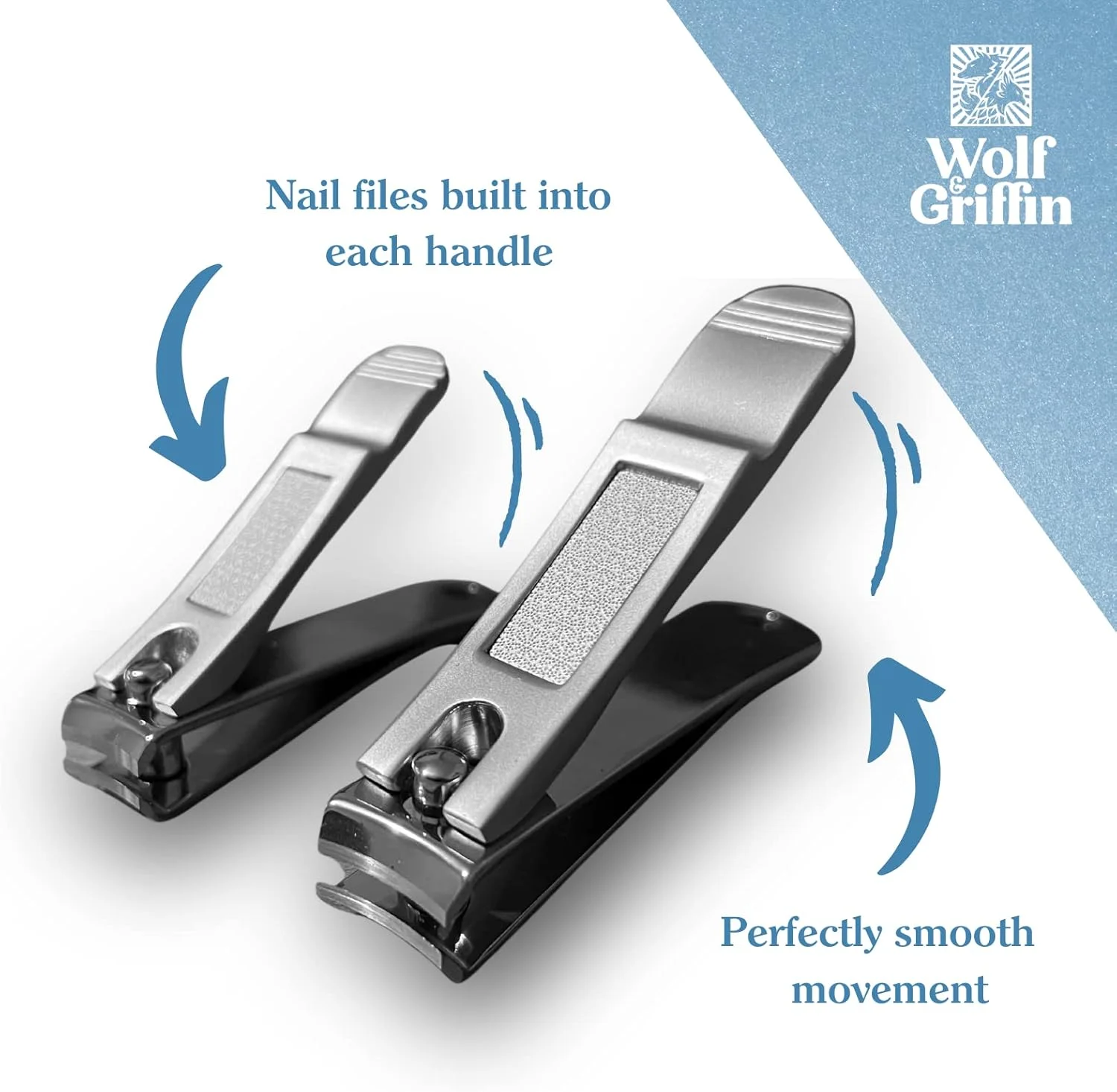ست دو عددی ناخن گیر بسیار دقیق وُلف اند گریفین | فولاد ضد زنگ | کیت حرفه ای برای ناخن های دست و پا | برای آقایان و بانوان ست دو عددی ناخن گیر بسیار دقیق وُلف اند گریفین | فولاد ضد زنگ | کیت حرفه ای برای ناخن های دست و پا | برای آقایان و بانوان
