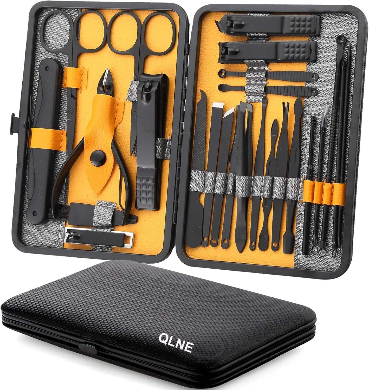 ست حرفه ای 25 تکه ناخن گیر، استیل ضد زنگ، زرد/خاکستری/مشکی، سبک مدرن، مردانه و زنانه ست حرفه ای 25 تکه ناخن گیر، استیل ضد زنگ، زرد/خاکستری/مشکی، سبک مدرن، مردانه و زنانه