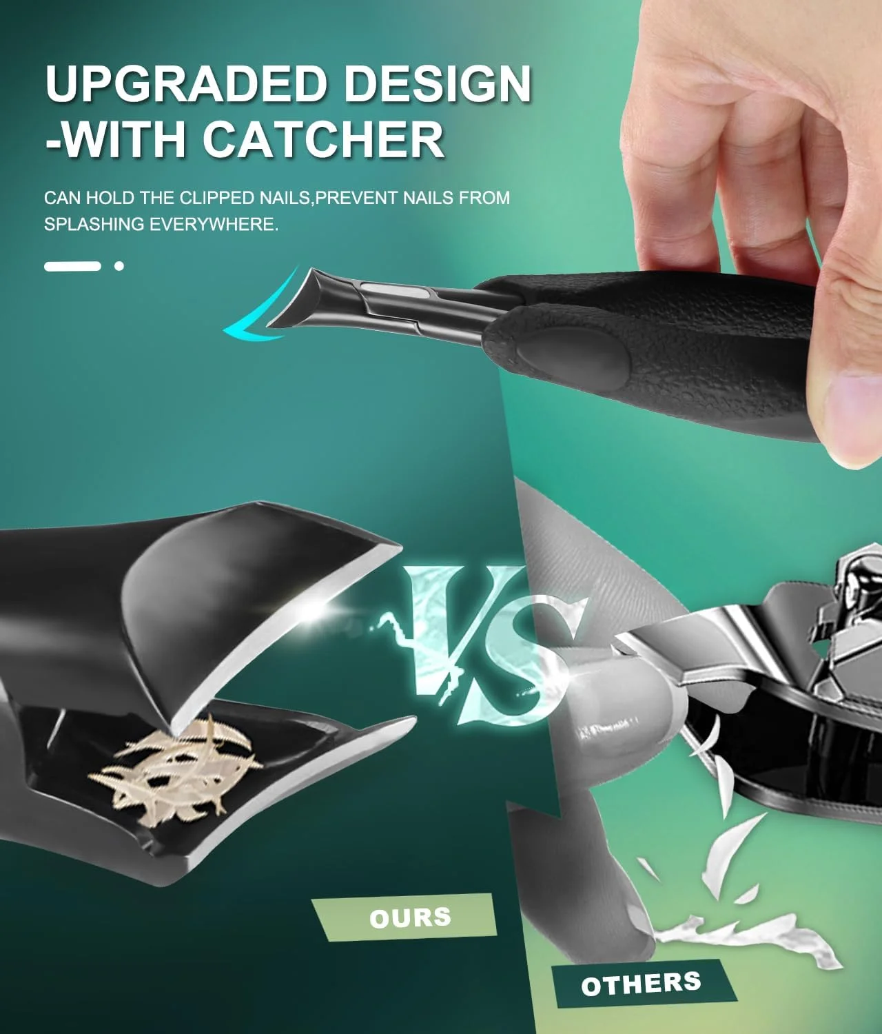 ناخن گیر انگشت شست پا با محفظه جمع آوری، ناخن گیر پا برای مردان و سالمندان، ابزار پیرایش تیغه تیز استیل ضد زنگ، انبر دقیق با دسته راحت ناخن گیر انگشت شست پا با محفظه جمع آوری، ناخن گیر پا برای مردان و سالمندان، ابزار پیرایش تیغه تیز استیل ضد زنگ، انبر دقیق با دسته راحت