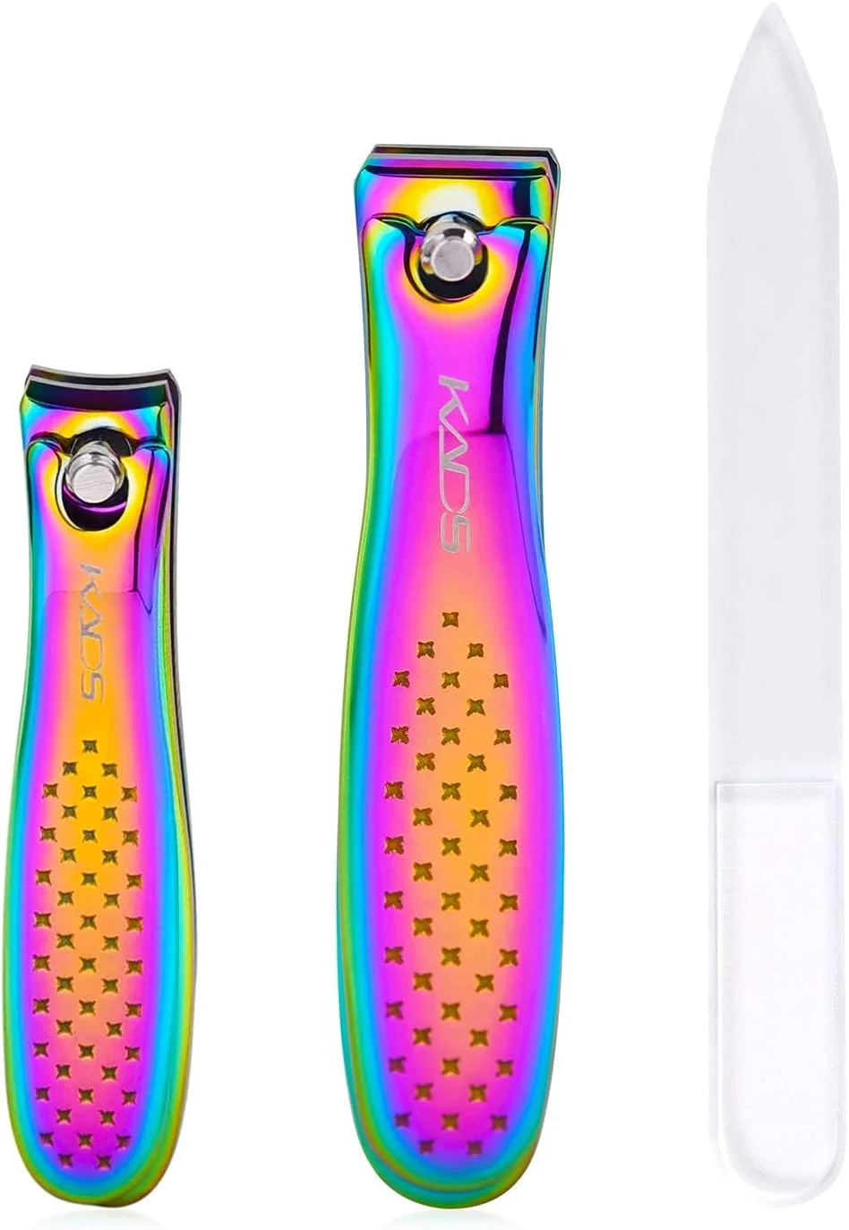 ست ۳ عددی قیچی و ناخن گیر مانیکور حرفه ای استیل ضد زنگ KADS به همراه سوهان ناخن شیشه ای