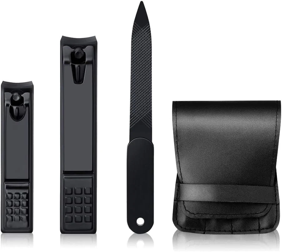 ست ناخن گیر، ناخن گیر انگشت با سوهان ناخن، ناخن گیر حرفه ای استیل ضد زنگ برای آقایان و بانوان، ست 3 عددی با بسته بندی چرمی