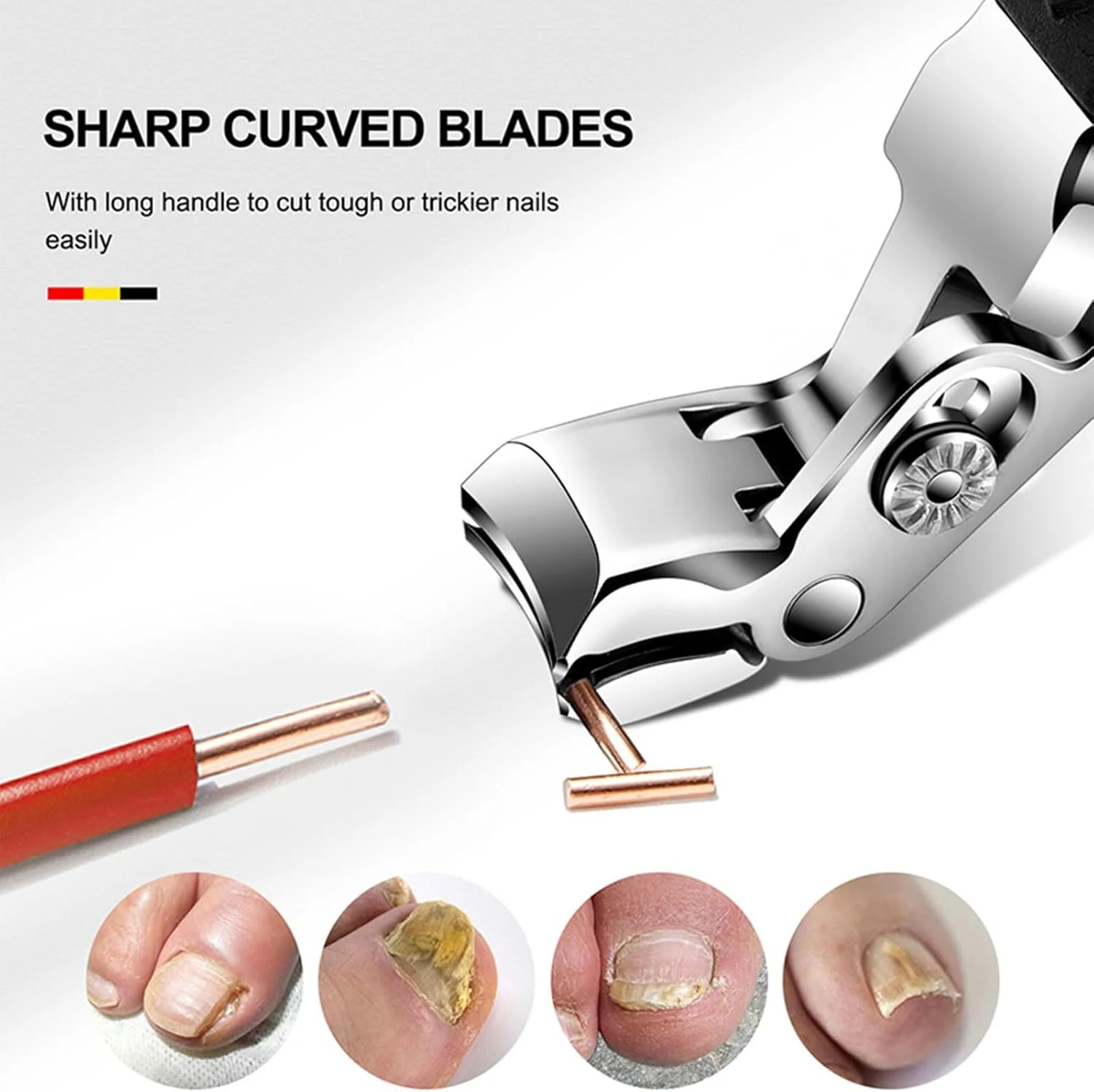 ناخن گیر حرفه ای کلیپ مستر پرو، ناخن گیر جدید 2024، ناخن گیر سر زاویه دار (2 عدد)، مشکی، استیل ضد زنگ