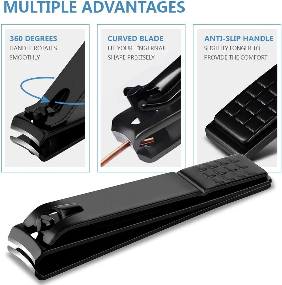 ست ناخن گیر، ناخن گیر انگشت با سوهان ناخن، ناخن گیر حرفه ای استیل ضد زنگ برای آقایان و بانوان، ست 3 عددی با بسته بندی چرمی