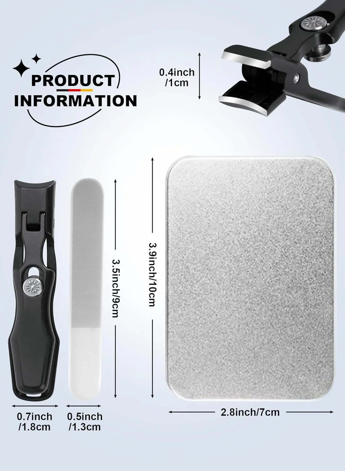 ست ناخن گیر Homarket، ناخن گیرهای تیز از جنس استیل ضد زنگ به همراه سوهان ناخن و جعبه فلزی، ناخن گیر برای ناخن های ضخیم، مناسب برای آقایان، بانوان و بزرگسالان (مشکی) ست ناخن گیر Homarket، ناخن گیرهای تیز از جنس استیل ضد زنگ به همراه سوهان ناخن و جعبه فلزی، ناخن گیر برای ناخن های ضخیم، مناسب برای آقایان، بانوان و بزرگسالان (مشکی)