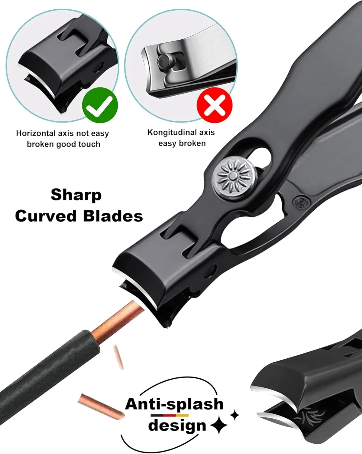 ست ناخن گیر Homarket، ناخن گیرهای تیز از جنس استیل ضد زنگ به همراه سوهان ناخن و جعبه فلزی، ناخن گیر برای ناخن های ضخیم، مناسب برای آقایان، بانوان و بزرگسالان (مشکی) ست ناخن گیر Homarket، ناخن گیرهای تیز از جنس استیل ضد زنگ به همراه سوهان ناخن و جعبه فلزی، ناخن گیر برای ناخن های ضخیم، مناسب برای آقایان، بانوان و بزرگسالان (مشکی)