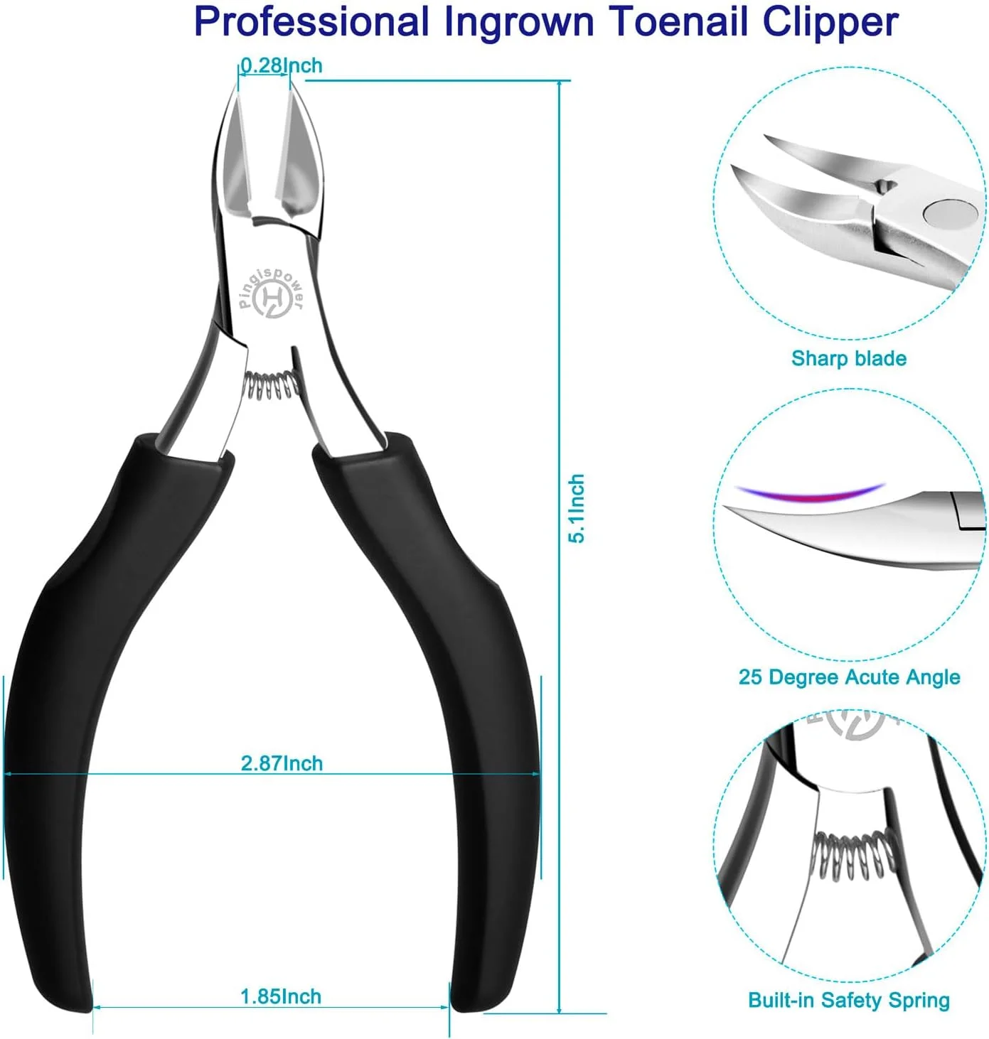 ست ابزار مانیکور ناخن پا برای ناخن های ضخیم و فرورفته، ست 6 عددی حرفه ای رفع ناخن فرورفته به همراه سوهان ناخن و ابزار لیفتر ناخن پا، مناسب سالمندان، دسته بلند برای آقایان