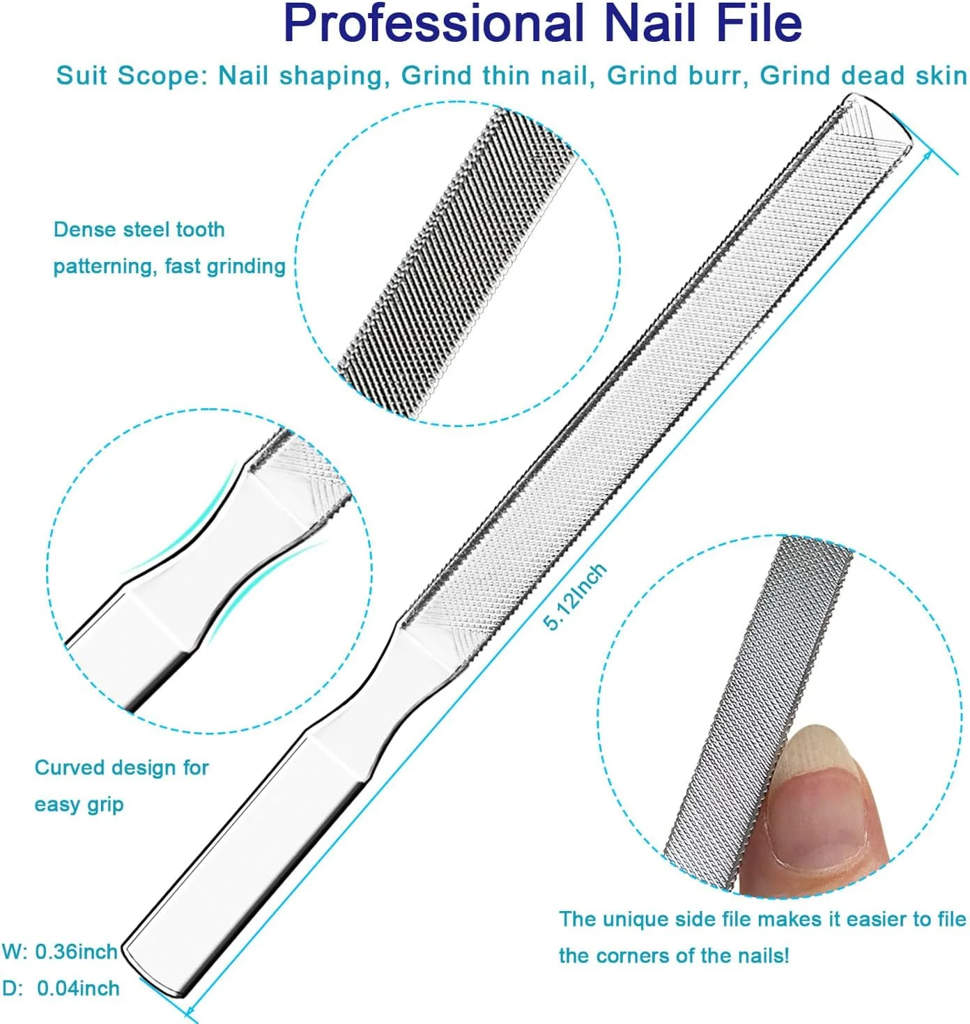 ست ابزار مانیکور ناخن پا برای ناخن های ضخیم و فرورفته، ست 6 عددی حرفه ای رفع ناخن فرورفته به همراه سوهان ناخن و ابزار لیفتر ناخن پا، مناسب سالمندان، دسته بلند برای آقایان