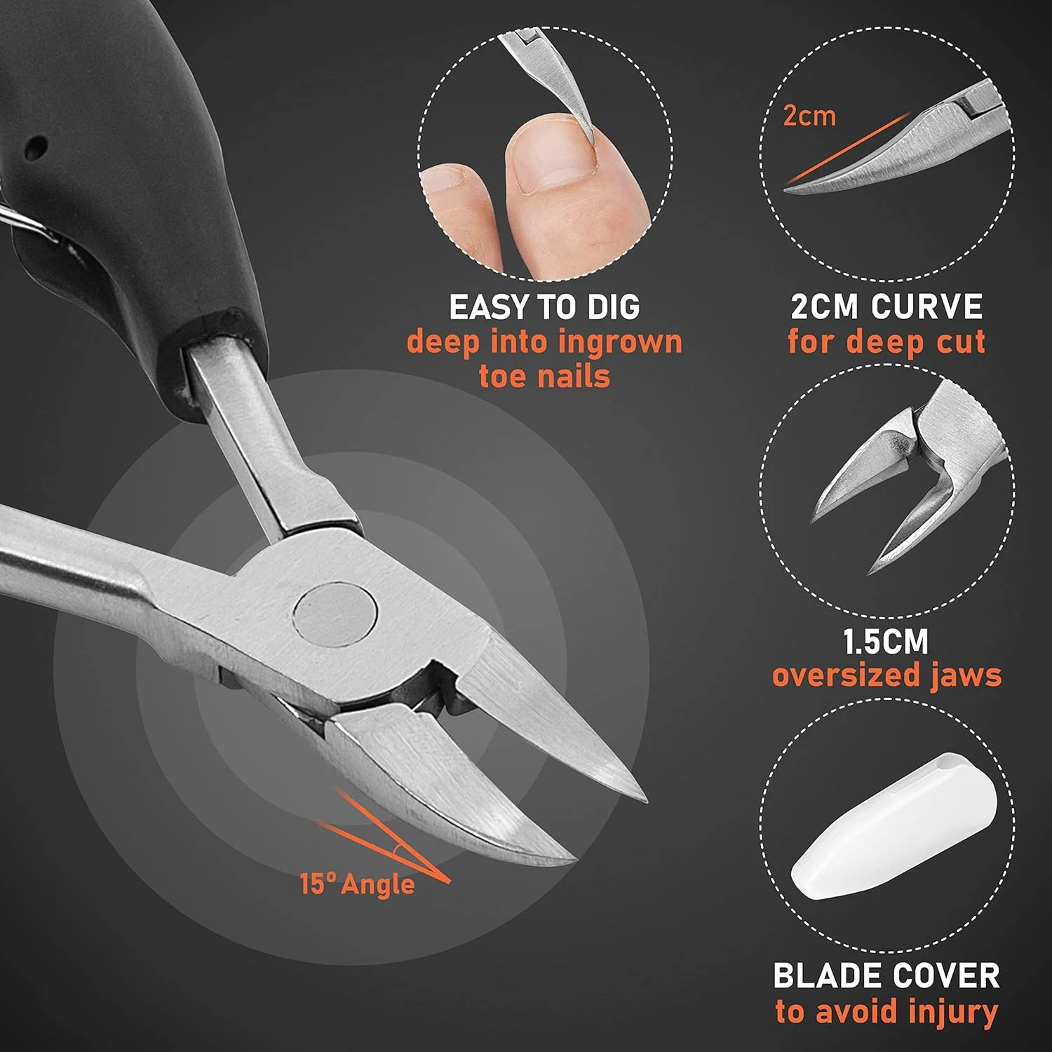 ناخن گیر انگشت شست پا MAKINGTEC برای ناخن های ضخیم، ناخن گیر پا برای مردان، حرفه ای و بزرگسالان - دسته با طراحی ارگونومیک، فولاد ضد زنگ، ست مانیکور (10 تکه)