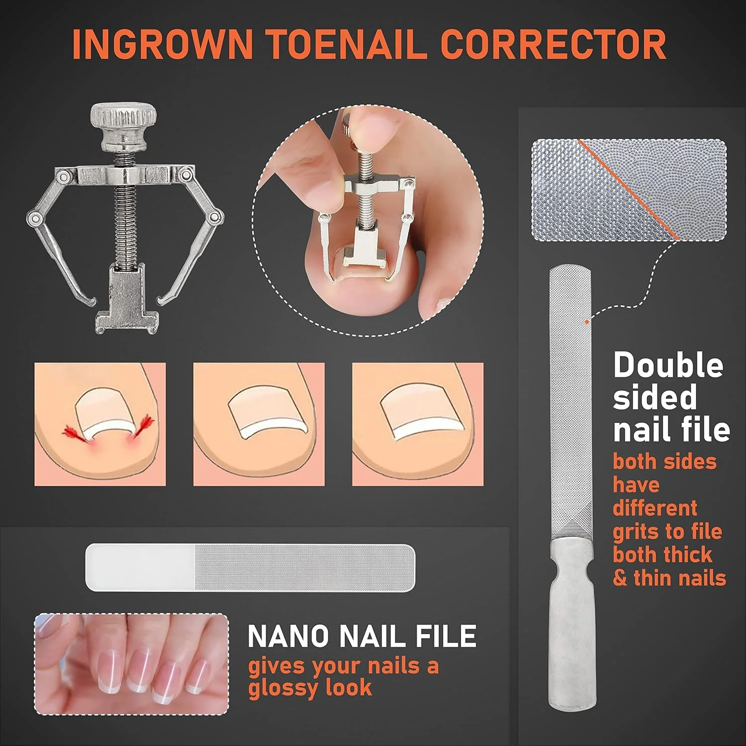 ناخن گیر انگشت شست پا MAKINGTEC برای ناخن های ضخیم، ناخن گیر پا برای مردان، حرفه ای و بزرگسالان - دسته با طراحی ارگونومیک، فولاد ضد زنگ، ست مانیکور (10 تکه)