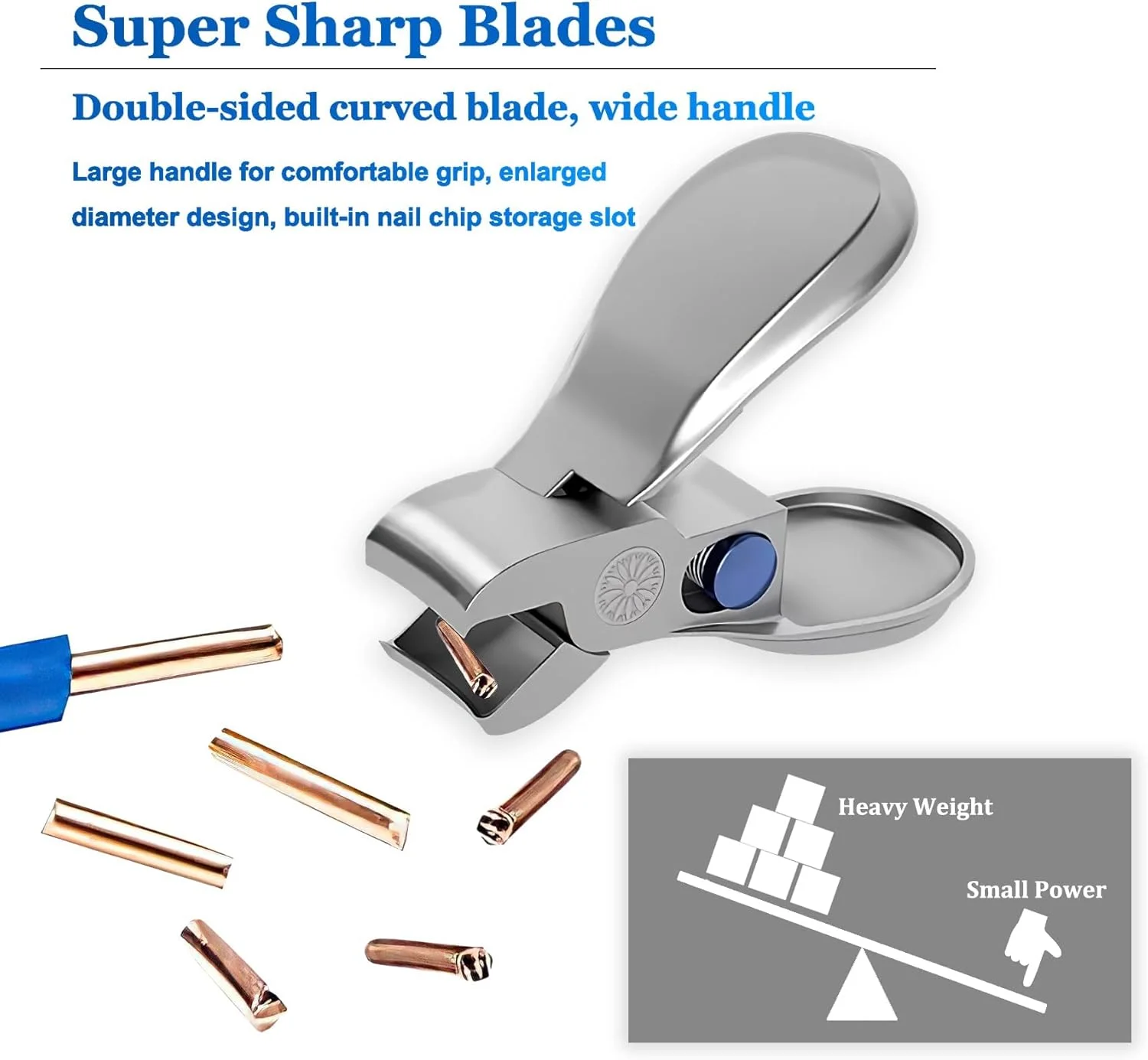 ناخن گیر پا برای ناخن های ضخیم، ناخن گیر با دهانه پهن، ناخن گیر انگشت دست با فولاد ضد زنگ، قیچی ناخن پا، برشگر ناخن های ضخیم