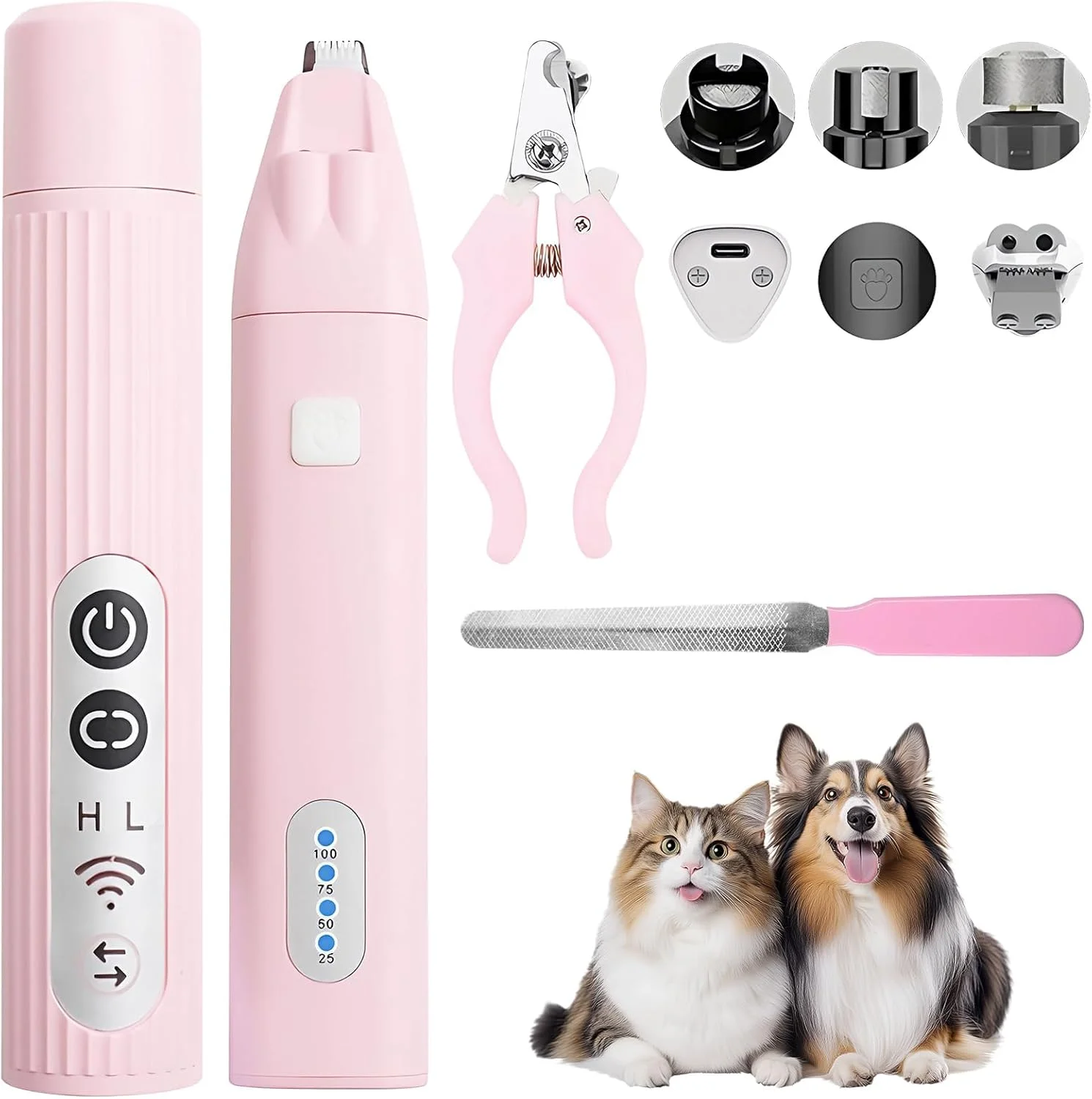 ست پیرایش گربه و سگ، ماشین اصلاح شارژی کم صدا، شامل ماشین اصلاح حیوانات خانگی و سوهان ناخن سگ، ماشین اصلاح موی سگ/گربه، موزن برقی پنجه حیوانات خانگی، کم صدا، بی سیم ست پیرایش گربه و سگ، ماشین اصلاح شارژی کم صدا، شامل ماشین اصلاح حیوانات خانگی و سوهان ناخن سگ، ماشین اصلاح موی سگ/گربه، موزن برقی پنجه حیوانات خانگی، کم صدا، بی سیم