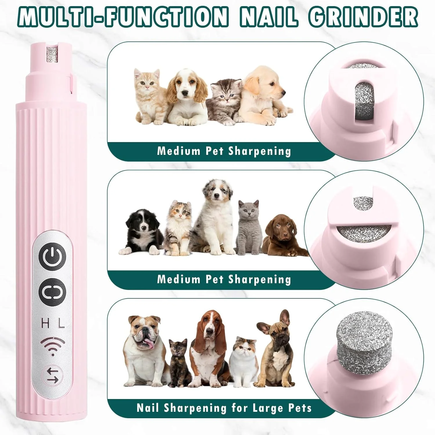 ست پیرایش گربه و سگ، ماشین اصلاح شارژی کم صدا، شامل ماشین اصلاح حیوانات خانگی و سوهان ناخن سگ، ماشین اصلاح موی سگ/گربه، موزن برقی پنجه حیوانات خانگی، کم صدا، بی سیم