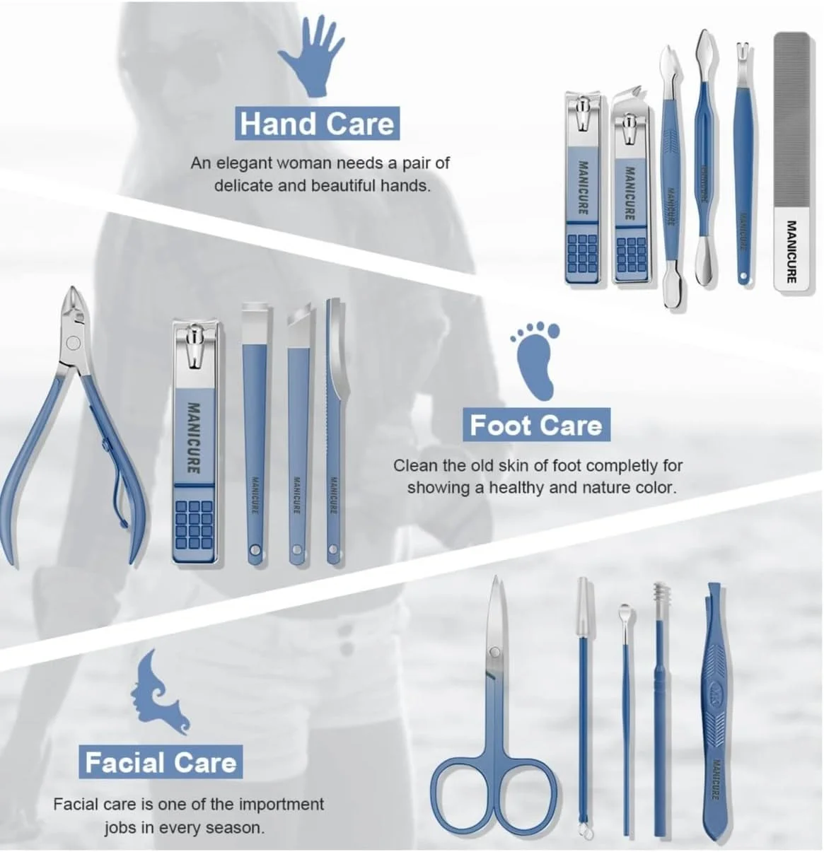 ست مانیکور Excefore، کیت پدیکور ناخن گیر حرفه ای، ابزار مراقبت از ناخن استیل ضد زنگ، کیت پیرایش با کیف چرمی مسافرتی لوکس برای ناخن های ضخیم هدیه مردانه زنانه (16 تکه، آبی) ست مانیکور Excefore، کیت پدیکور ناخن گیر حرفه ای، ابزار مراقبت از ناخن استیل ضد زنگ، کیت پیرایش با کیف چرمی مسافرتی لوکس برای ناخن های ضخیم هدیه مردانه زنانه (16 تکه، آبی)