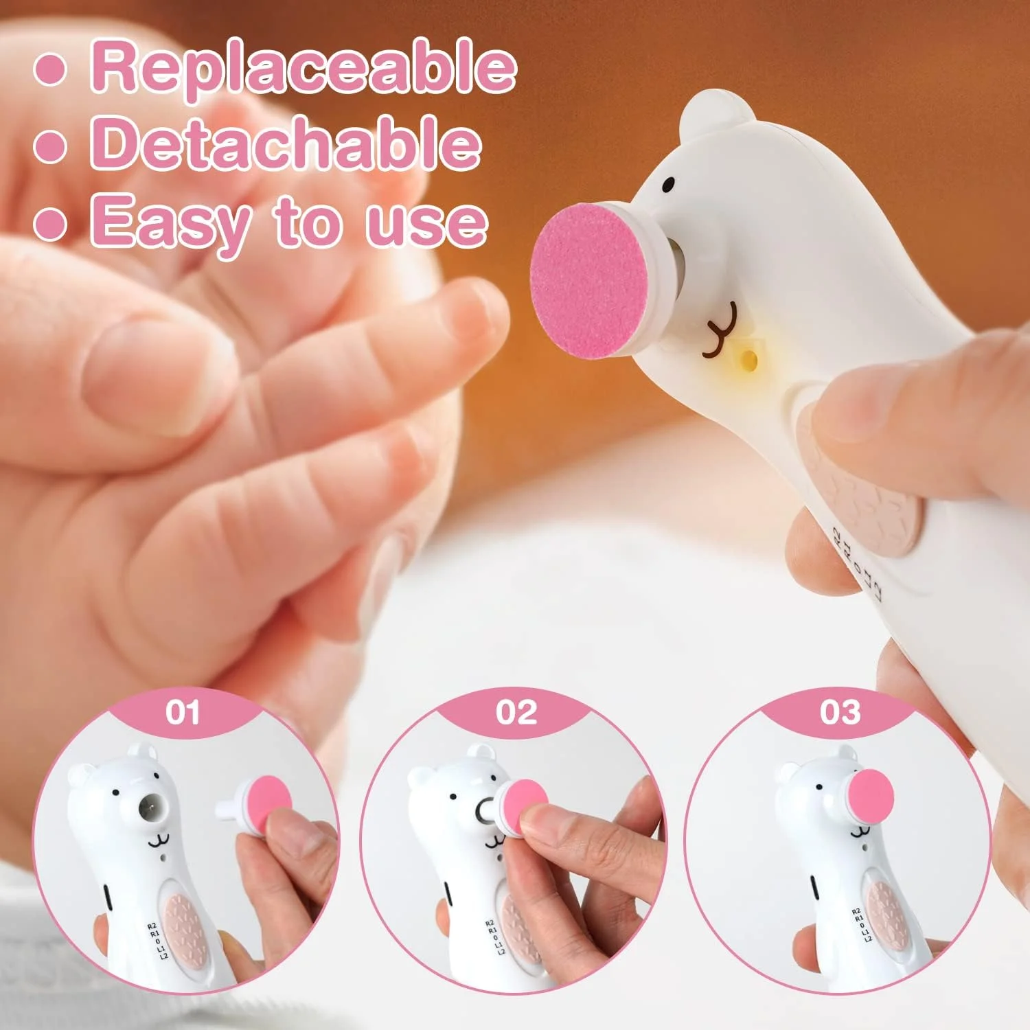 پدهای جایگزین سوهان ناخن برقی هاآکا، سری سوهان ناخن کودک برای سوهان ناخن استاندارد کودک، مناسب برای 0-3 ماهگی پدهای جایگزین سوهان ناخن برقی هاآکا، سری سوهان ناخن کودک برای سوهان ناخن استاندارد کودک، مناسب برای 0-3 ماهگی