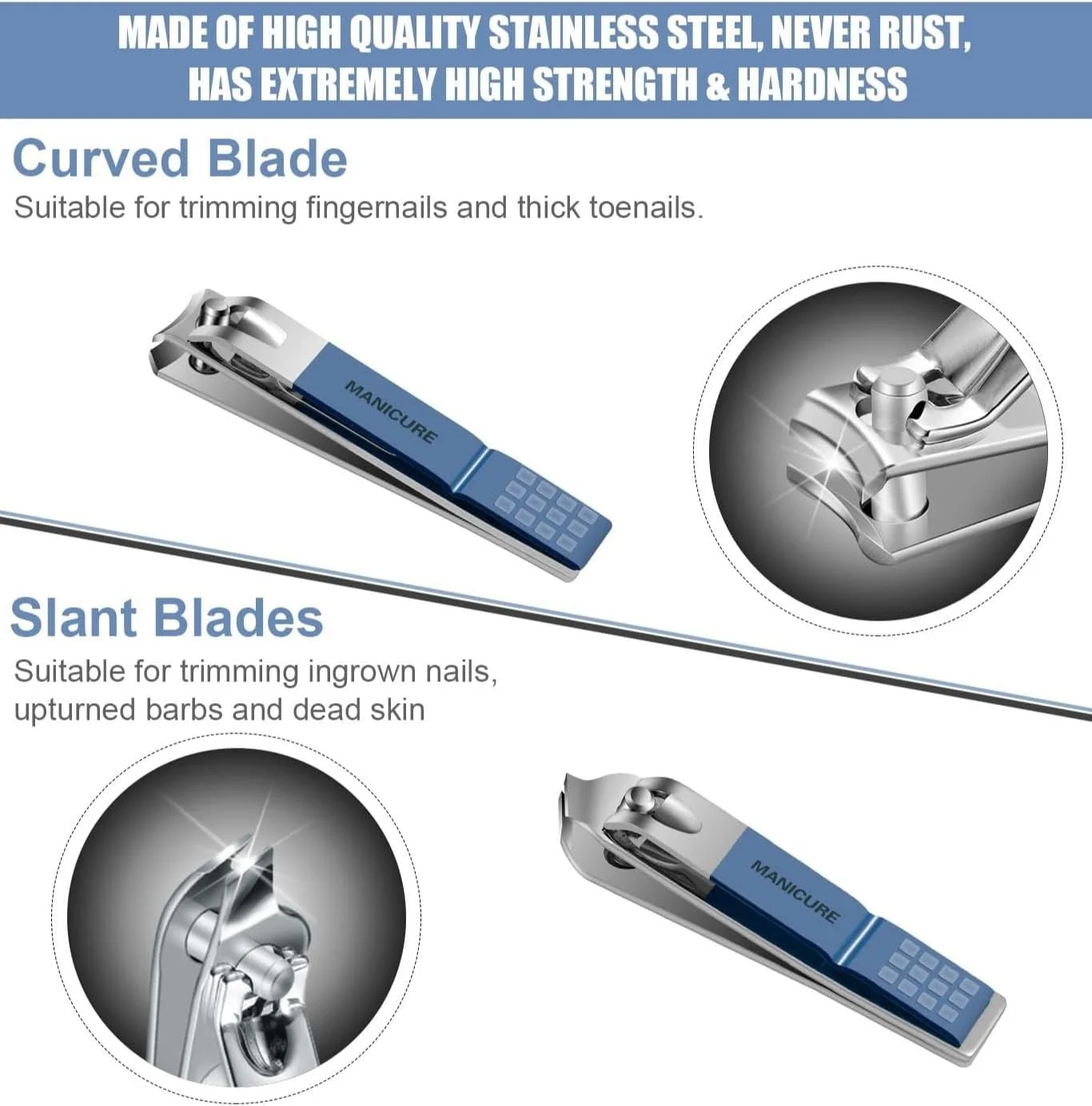 ست مانیکور Excefore، کیت پدیکور ناخن گیر حرفه ای، ابزار مراقبت از ناخن استیل ضد زنگ، کیت پیرایش با کیف چرمی مسافرتی لوکس برای ناخن های ضخیم هدیه مردانه زنانه (16 تکه، آبی) ست مانیکور Excefore، کیت پدیکور ناخن گیر حرفه ای، ابزار مراقبت از ناخن استیل ضد زنگ، کیت پیرایش با کیف چرمی مسافرتی لوکس برای ناخن های ضخیم هدیه مردانه زنانه (16 تکه، آبی)