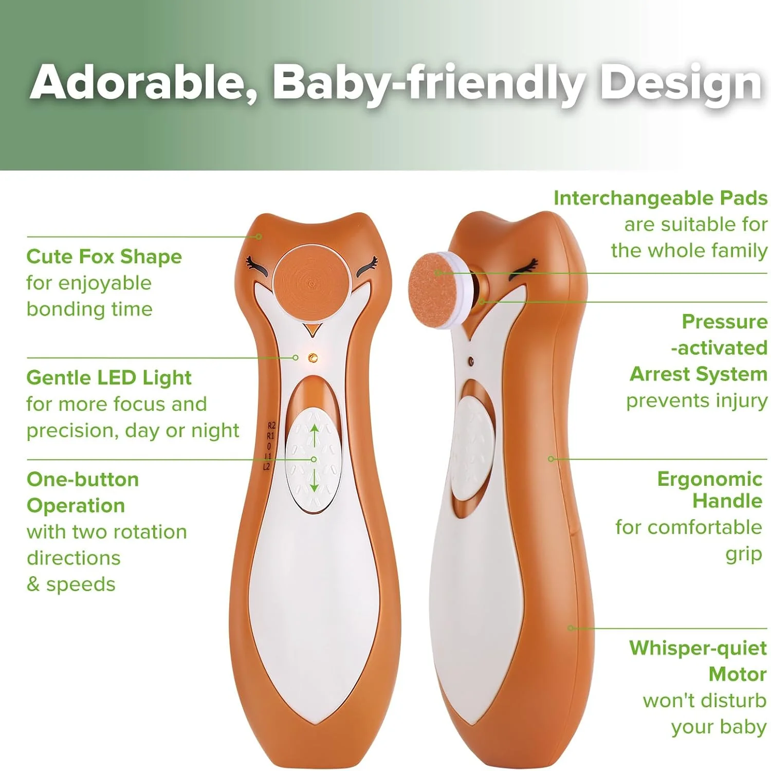 سوهان ناخن برقی کودک هاآکا مناسب نوزادان/کودکان نوپا/کودکان/بزرگسالان، سوهان ناخن برقی کودک با 6 سری تعویضی و جعبه نگهداری سوهان ناخن برقی کودک هاآکا مناسب نوزادان/کودکان نوپا/کودکان/بزرگسالان، سوهان ناخن برقی کودک با 6 سری تعویضی و جعبه نگهداری