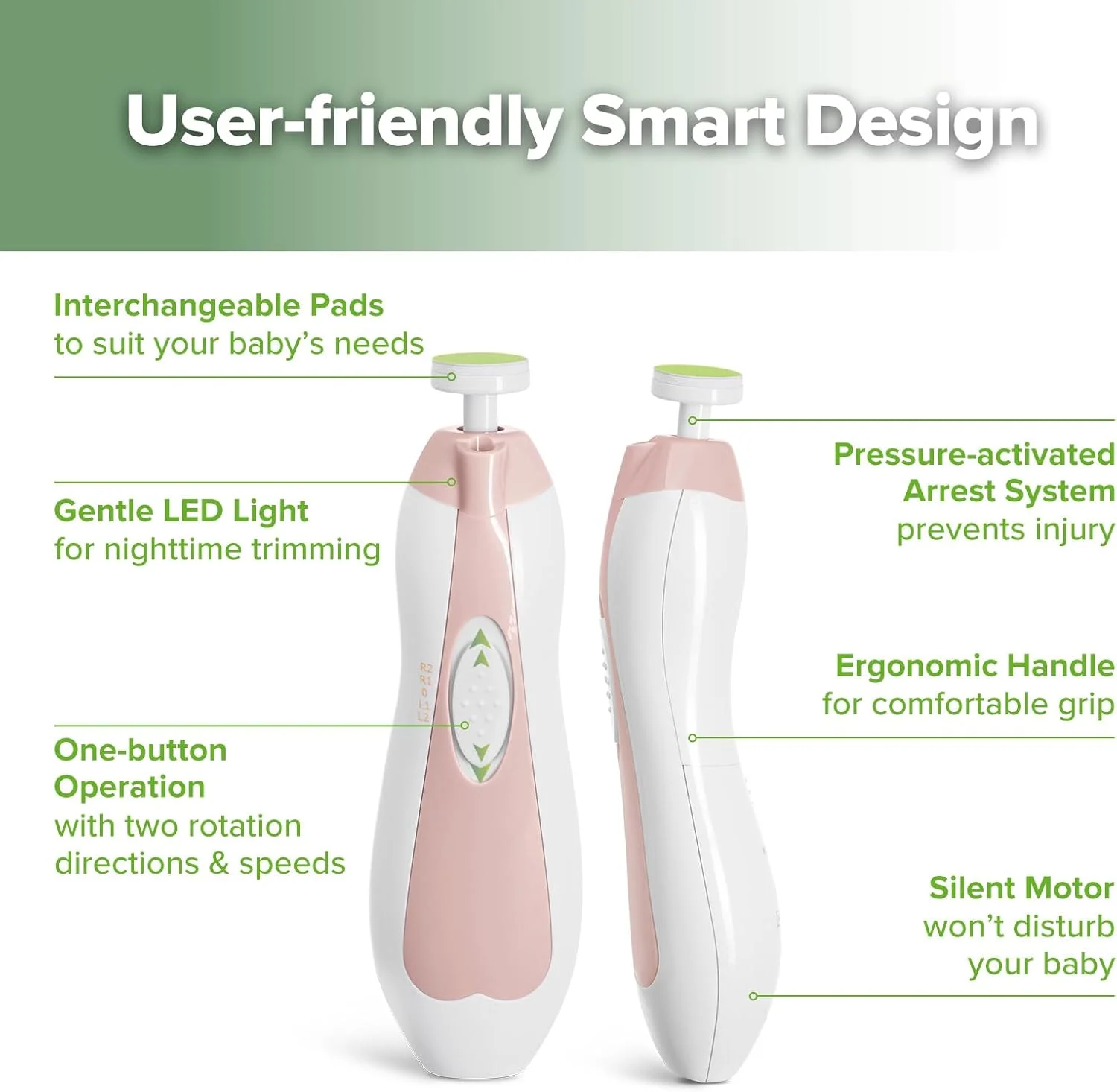 ست مانیکور کودک هاآکا، ناخن گیر برقی نوزاد، مناسب برای مراقبت از ناخن دست و پای نوزادان، کودکان نوپا و بزرگسالان به همراه 4 پد تعویضی اضافی - مدل جدید ست مانیکور کودک هاآکا، ناخن گیر برقی نوزاد، مناسب برای مراقبت از ناخن دست و پای نوزادان، کودکان نوپا و بزرگسالان به همراه 4 پد تعویضی اضافی - مدل جدید