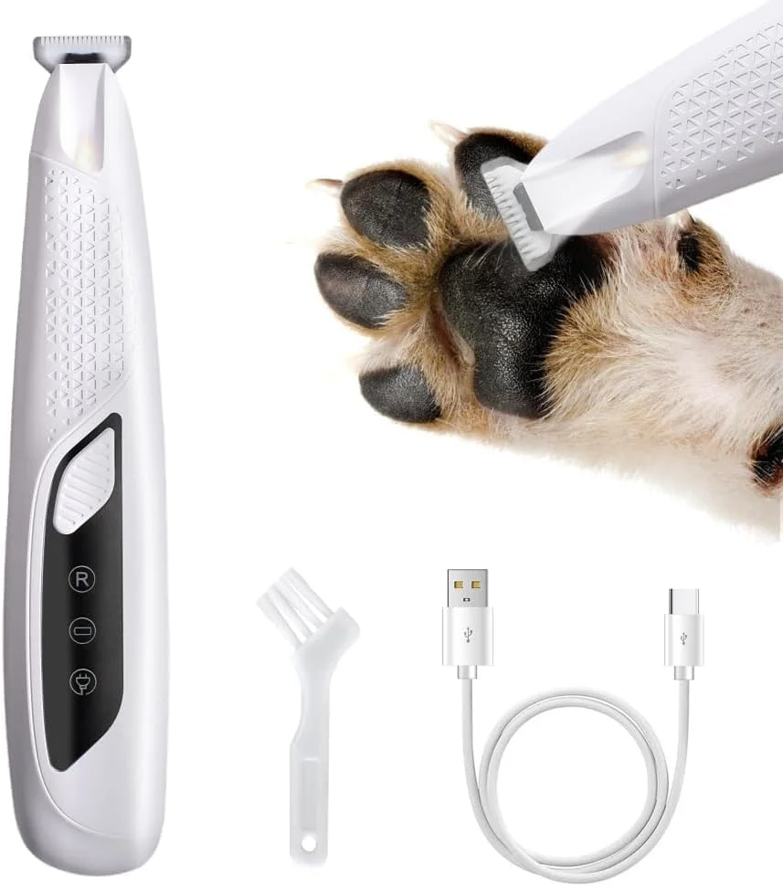 ماشین اصلاح پنجه سگ و گربه، ضدآب IPX7 با چراغ LED، ماشین اصلاح برقی کم صدا برای اصلاح مو و ناخن اطراف پنجه، گوش و صورت، ایمن ماشین اصلاح پنجه سگ و گربه، ضدآب IPX7 با چراغ LED، ماشین اصلاح برقی کم صدا برای اصلاح مو و ناخن اطراف پنجه، گوش و صورت، ایمن