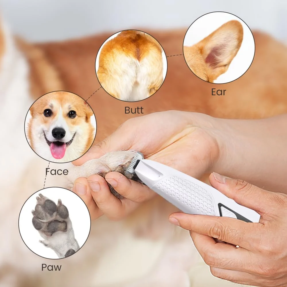 ماشین اصلاح پنجه سگ و گربه، ضدآب IPX7 با چراغ LED، ماشین اصلاح برقی کم صدا برای اصلاح مو و ناخن اطراف پنجه، گوش و صورت، ایمن ماشین اصلاح پنجه سگ و گربه، ضدآب IPX7 با چراغ LED، ماشین اصلاح برقی کم صدا برای اصلاح مو و ناخن اطراف پنجه، گوش و صورت، ایمن