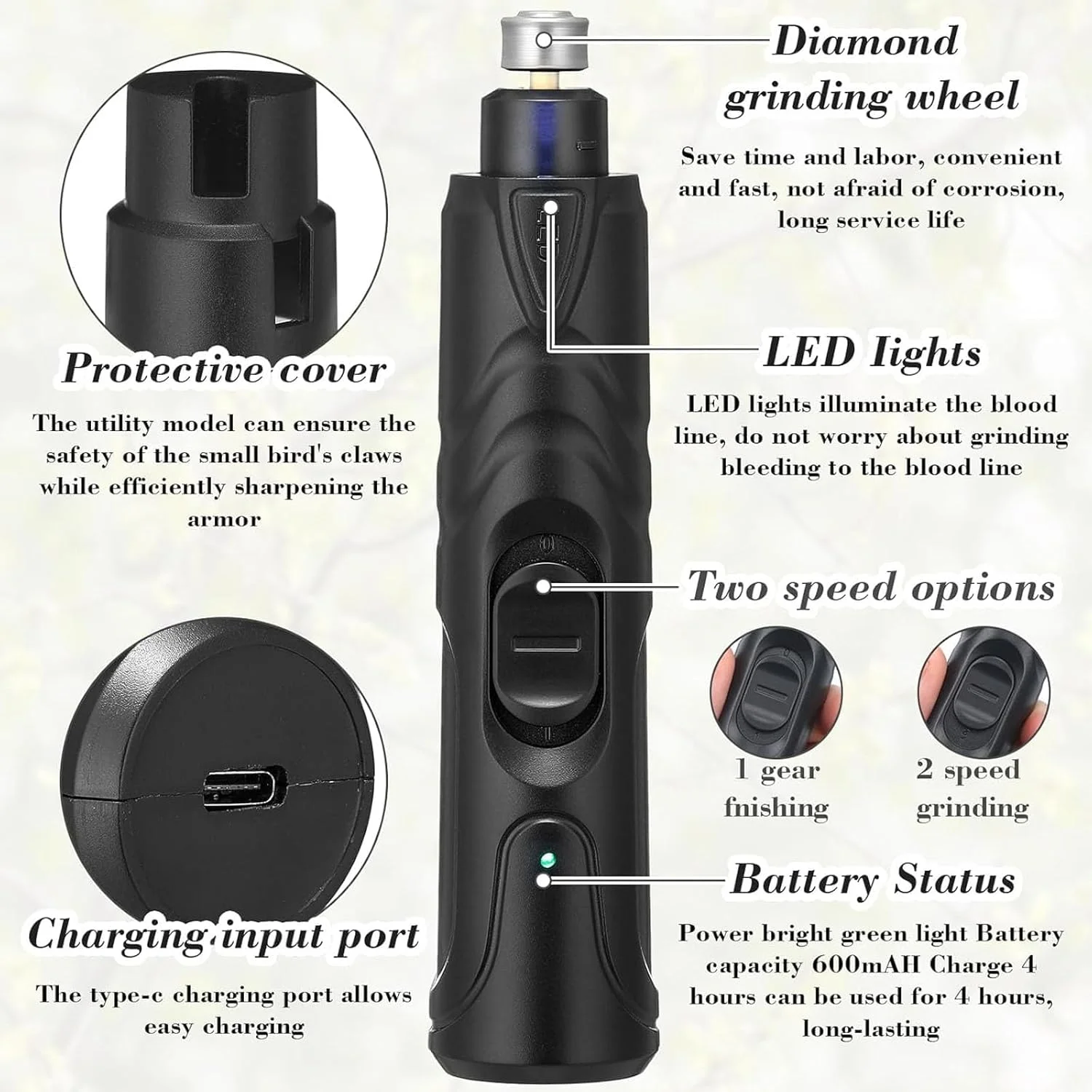 ست سوهان و ناخن گیر پرندگان با چراغ LED، ابزار پیرایش ایمن و آسان برای ناخن پرندگان، مناسب برای طوطی ها، مرغ عشق ها، پاراکیت ها، کانورها، فنچ ها، مرغ مینا (مشکی) ست سوهان و ناخن گیر پرندگان با چراغ LED، ابزار پیرایش ایمن و آسان برای ناخن پرندگان، مناسب برای طوطی ها، مرغ عشق ها، پاراکیت ها، کانورها، فنچ ها، مرغ مینا (مشکی)