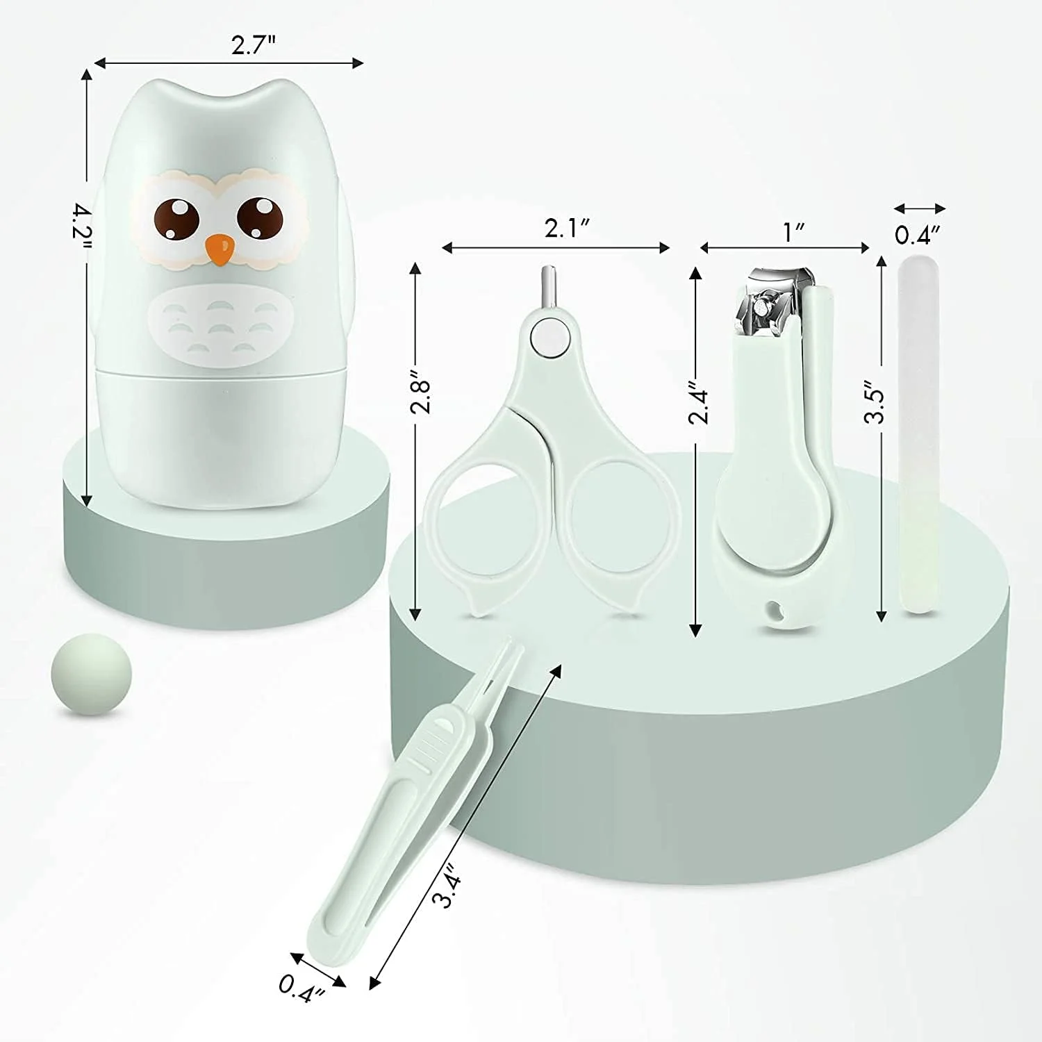 ست ناخن گیر کودک KASTWAVE، ست 4 تکه ایمن شامل ناخن گیر، قیچی، موچین و سوهان ناخن با جعبه جغد بامزه، سبز ست ناخن گیر کودک KASTWAVE، ست 4 تکه ایمن شامل ناخن گیر، قیچی، موچین و سوهان ناخن با جعبه جغد بامزه، سبز