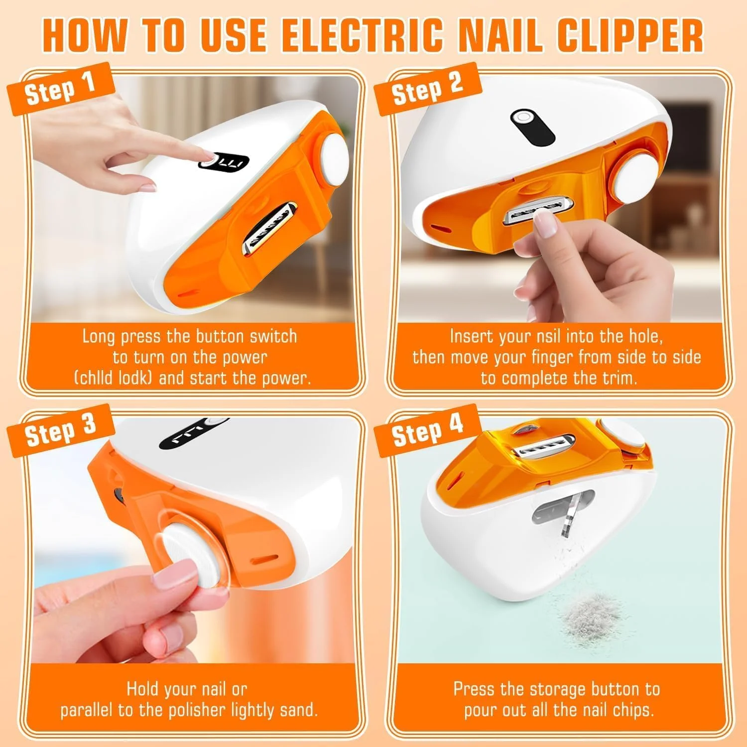 ناخن گیر برقی، دستگاه پیرایش ناخن شارژی 2 در 1 KASTWAVE با سوهان و پولیش، ناخن گیر LED سه سرعته برای نوزادان، کودکان، بزرگسالان و سالمندان، طراحی ایمن و بی صدا ناخن گیر برقی، دستگاه پیرایش ناخن شارژی 2 در 1 KASTWAVE با سوهان و پولیش، ناخن گیر LED سه سرعته برای نوزادان، کودکان، بزرگسالان و سالمندان، طراحی ایمن و بی صدا