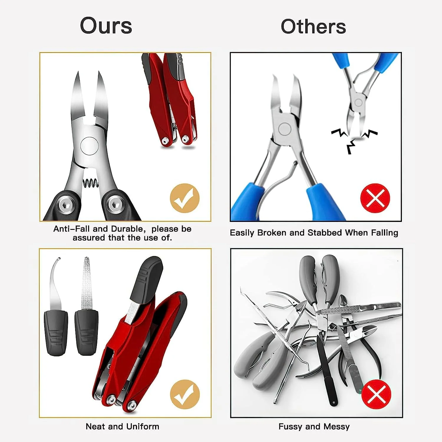 ناخن گیر انگشت پای 3 در 1 مقاوم KASTWAVE برای بزرگسالان - طراحی تاشو برای ناخن های فرورفته، ایده آل برای آقایان و سالمندان (قرمز-مشکی) ناخن گیر انگشت پای 3 در 1 مقاوم KASTWAVE برای بزرگسالان - طراحی تاشو برای ناخن های فرورفته، ایده آل برای آقایان و سالمندان (قرمز-مشکی)