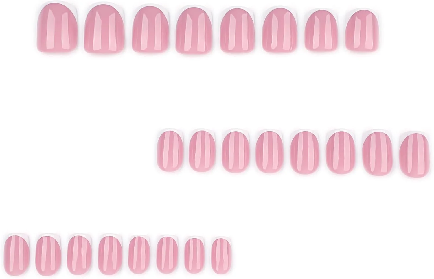 ناخن مصنوعی کوتاه MouyouGlow، طرح فرانسوی صورتی و سفید مربعی با چسب ناخن، پایه صورتی و نوک سفید، مناسب برای زنان و دختران