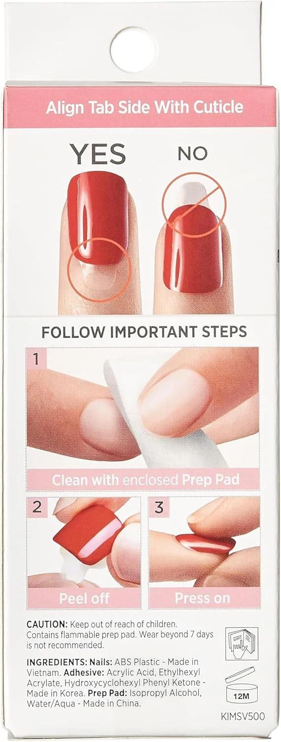 ناخن مصنوعی چسبی ایمپرس کیس - مدل Adore You، کوتاه، مربعی، قرمز، استفاده آسان، ضد لک، ضد آب، بدون نیاز به خشک شدن، راحت و ایمن، چسبندگی فوق العاده قوی | 30 عدد