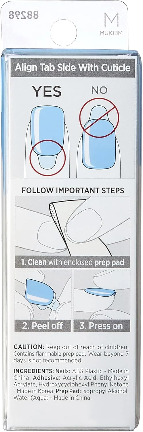 ناخن مصنوعی چسبی رنگی کیس ایمپرس، آبی آرام - کوتاه و مربعی، آبی یکدست، آماده استفاده، ضد لب پر شدن، ضد لک، بدون نیاز به خشک شدن، سوهان کوچک و موارد دیگر | 30 عدد