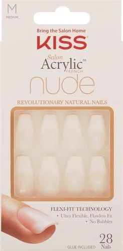 کیت فرنچ ناخن مصنوعی آکریلیک سالنی کیس - طرح لیلانی، فرم مربعی (متوسط) - ست ناخن چسبی با سوهان کوچک، چسب ناخن، چوب مانیکور (بسته 2 عددی)