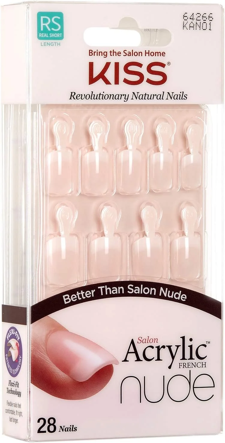 ناخن مصنوعی فرنچ سالنی اکریلیک کیس، رنگ طبیعی، 28 عدد (فوق العاده) (بسته 3 عددی)
