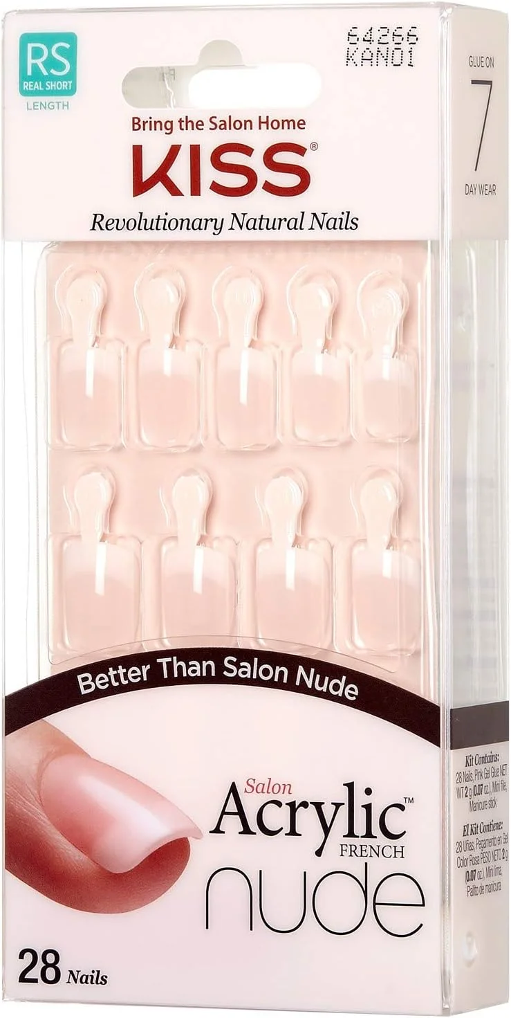 ناخن مصنوعی فرنچ سالنی اکریلیک کیس، رنگ طبیعی، 28 عدد (فوق العاده) (بسته 3 عددی)