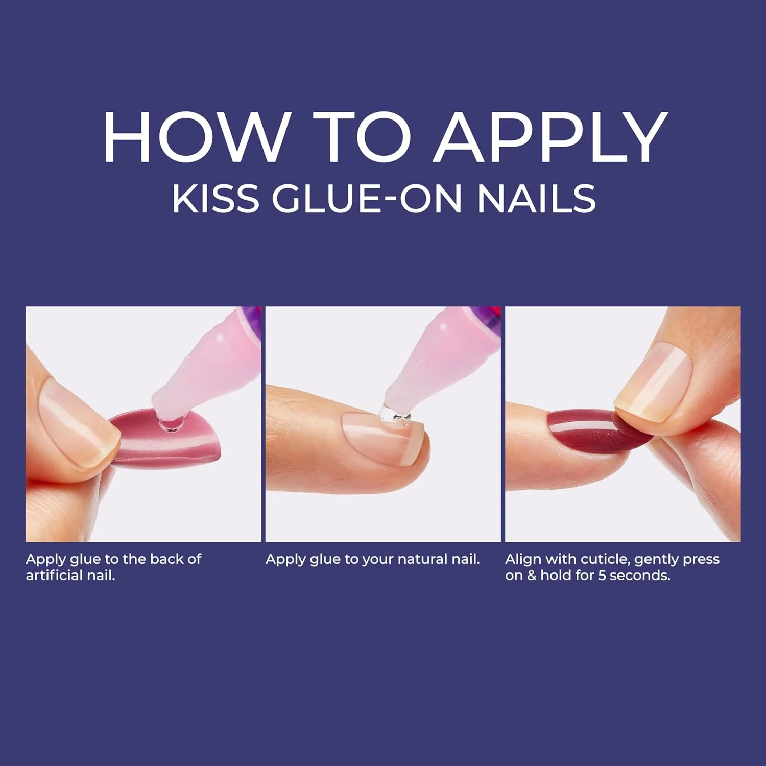 ناخن مصنوعی ژلی KISS مدل Gel Fantasy Allure به همراه چسب ناخن - طرح 'Change Chance' نقره ای، بیضی کوتاه، استفاده فوری، ۲۸ عدد