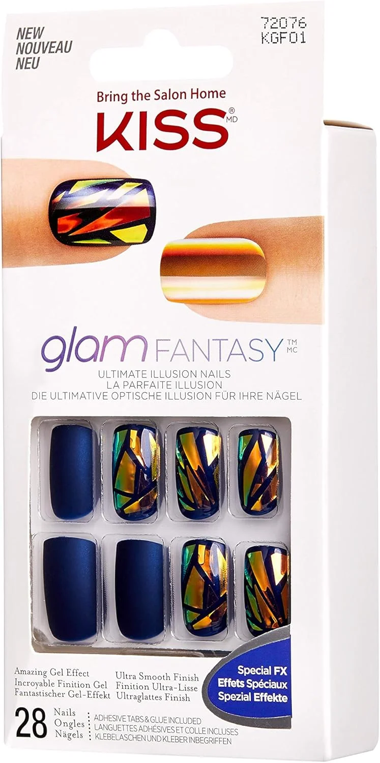 ناخن مصنوعی Glam Fantasy KISS مدل KGF01، آبی، 28 عددی
