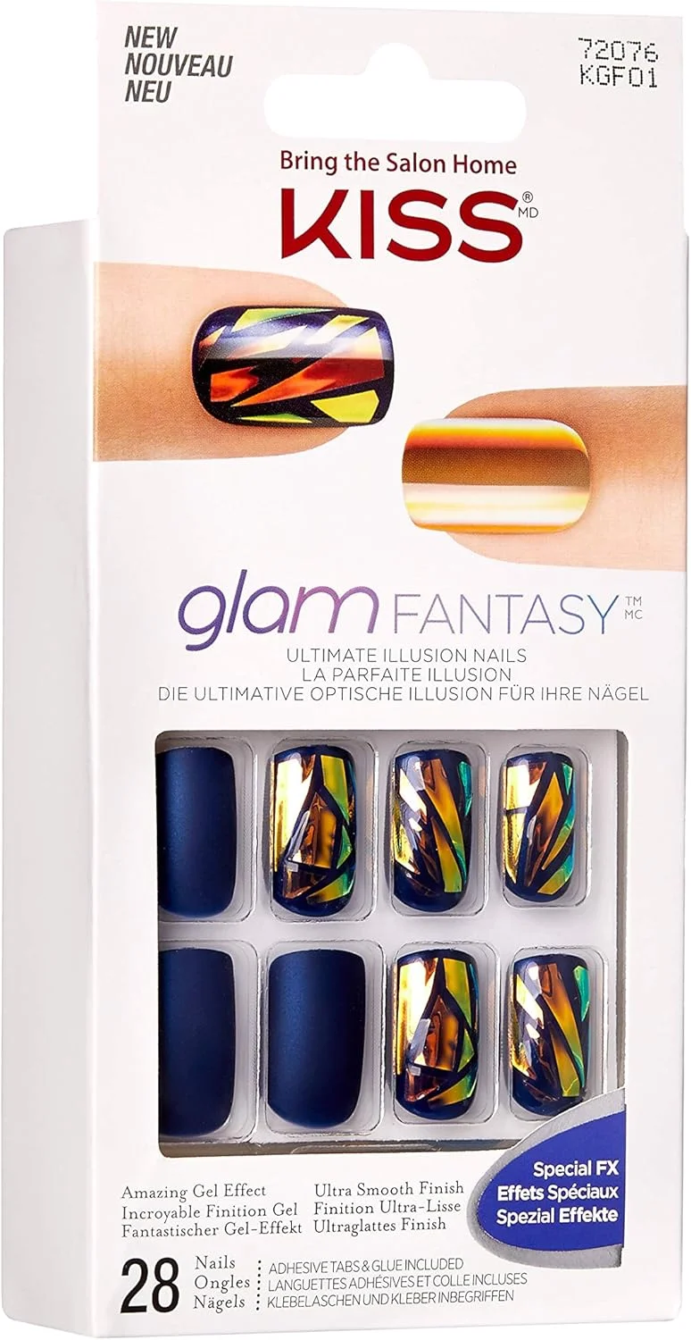 ناخن مصنوعی Glam Fantasy KISS مدل KGF01، آبی، 28 عددی