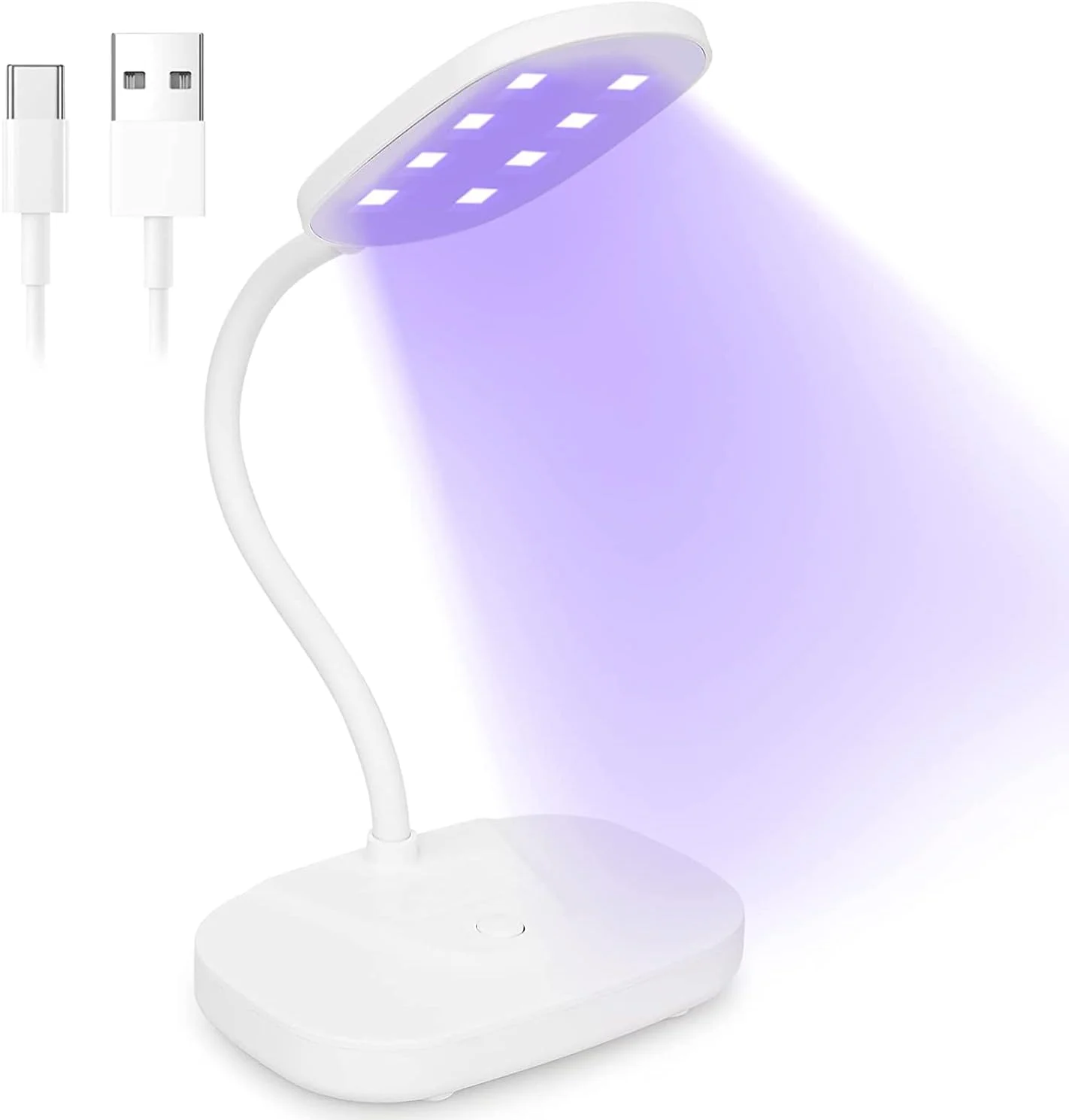 چراغ ال ای دی ناخن SYOSI، گردن غازی قابل حمل 12 وات، چراغ حرفه ای ناخن، لاک ژل، سفید