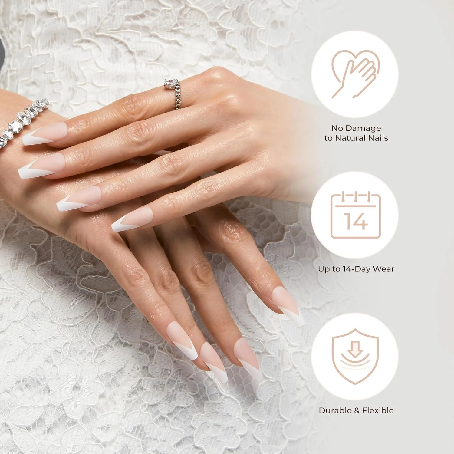 کیت مانیکور ناخن فرانسوی شیک کیس با روکش ژل، بلند، مدل تابوتی، 'Be-You-Tiful'، کیت ناخن ژلی شامل چسب ناخن صورتی (وزن خالص 2 گرم)، سوهان کوچک، چوب مانیکور و 28 ناخن مصنوعی کیت مانیکور ناخن فرانسوی شیک کیس با روکش ژل، بلند، مدل تابوتی، 'Be-You-Tiful'، کیت ناخن ژلی شامل چسب ناخن صورتی (وزن خالص 2 گرم)، سوهان کوچک، چوب مانیکور و 28 ناخن مصنوعی