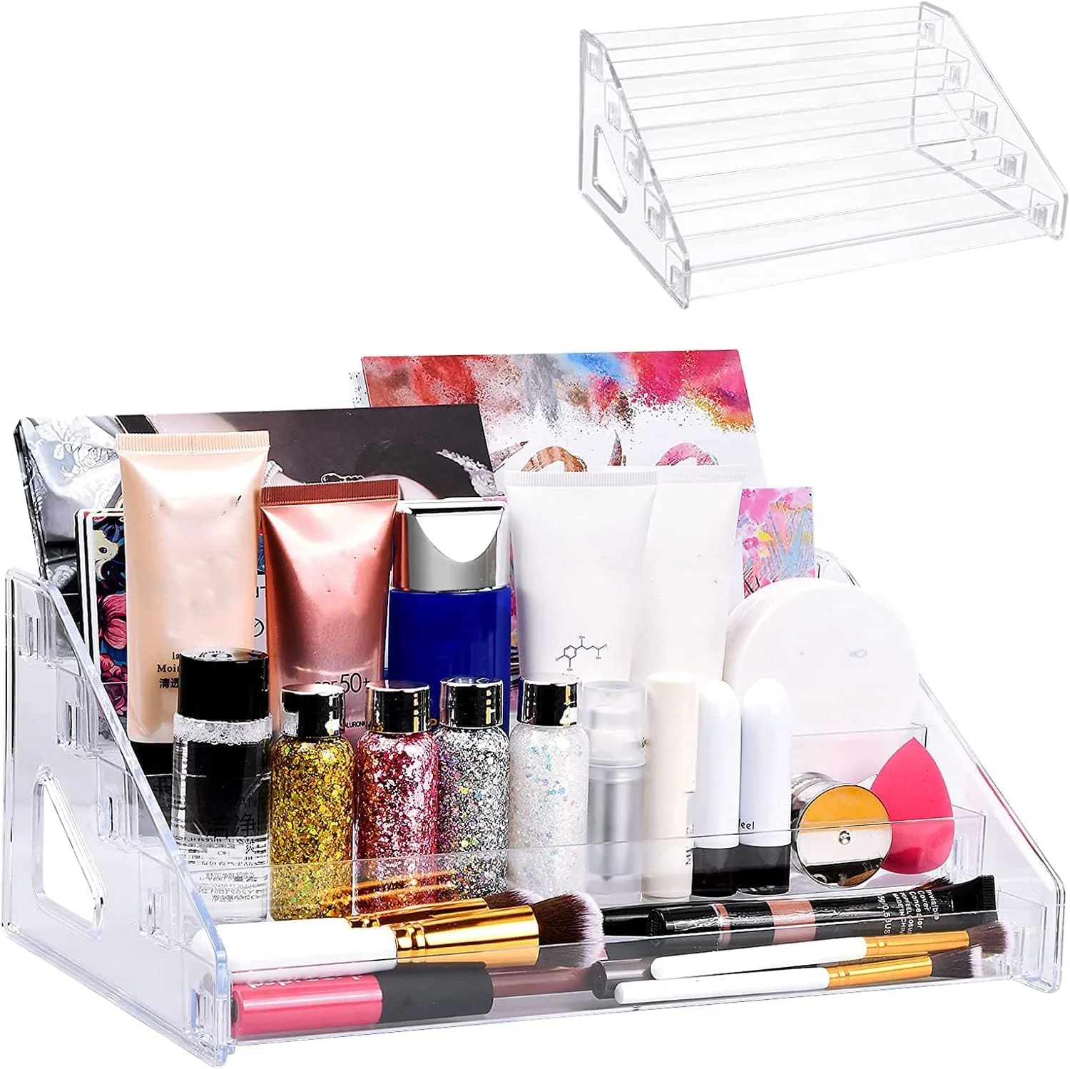 استند لاک ناخن، دارای ۵ طبقه برای نگهداری ۶۰ عدد لاک، قفسه محکم برای نگهداری عینک، نگهدارنده روغن های اساسی، استند لوازم آرایشی شفاف، بدون نیاز به ابزار برای مونتاژ، نظم دهنده لوازم آرایشی استند لاک ناخن، دارای ۵ طبقه برای نگهداری ۶۰ عدد لاک، قفسه محکم برای نگهداری عینک، نگهدارنده روغن های اساسی، استند لوازم آرایشی شفاف، بدون نیاز به ابزار برای مونتاژ، نظم دهنده لوازم آرایشی