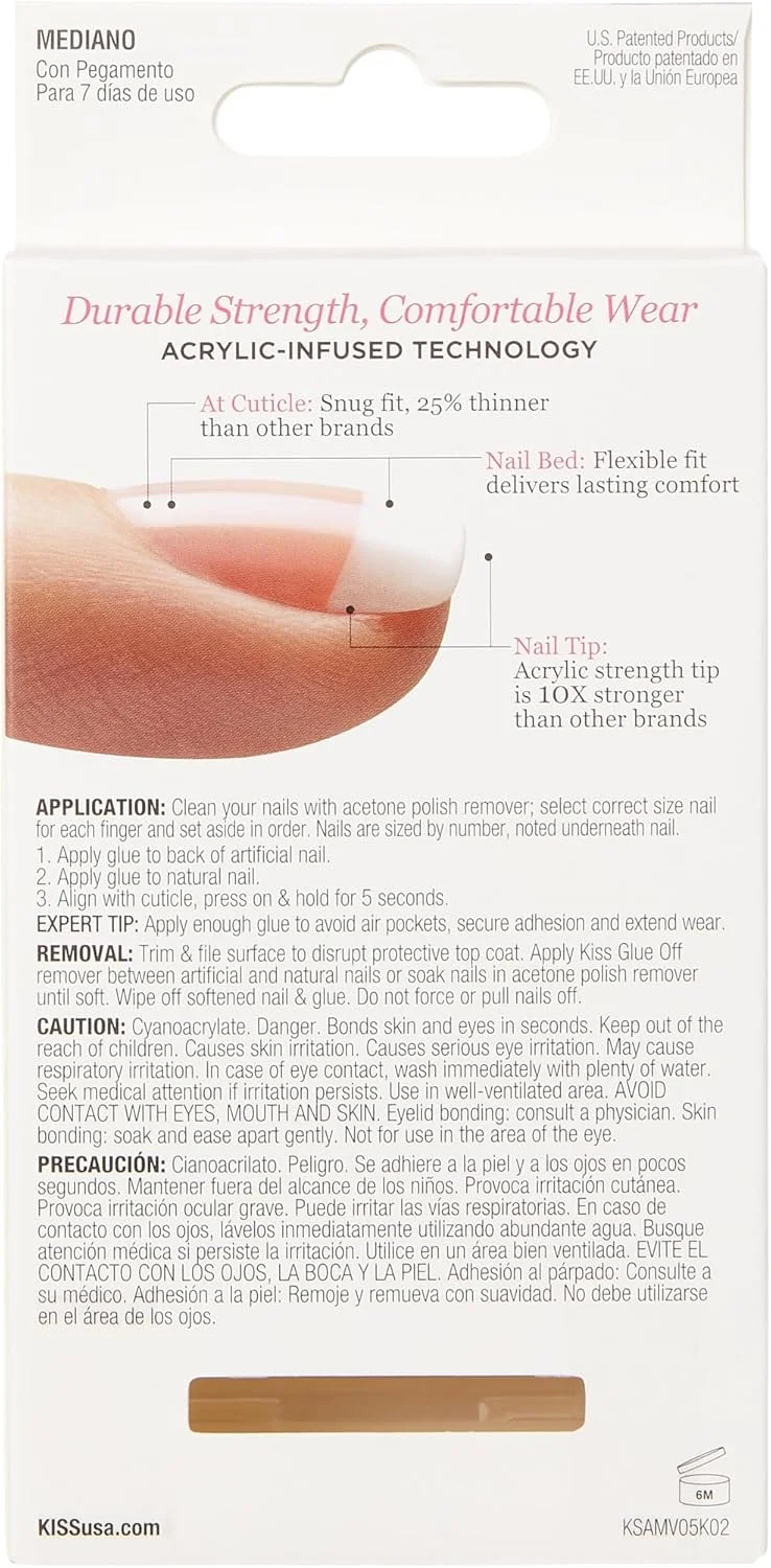 ناخن های مصنوعی فرنچ سالنی آکریلیک کیس، مدل مدیوم کافین، Ksa16C