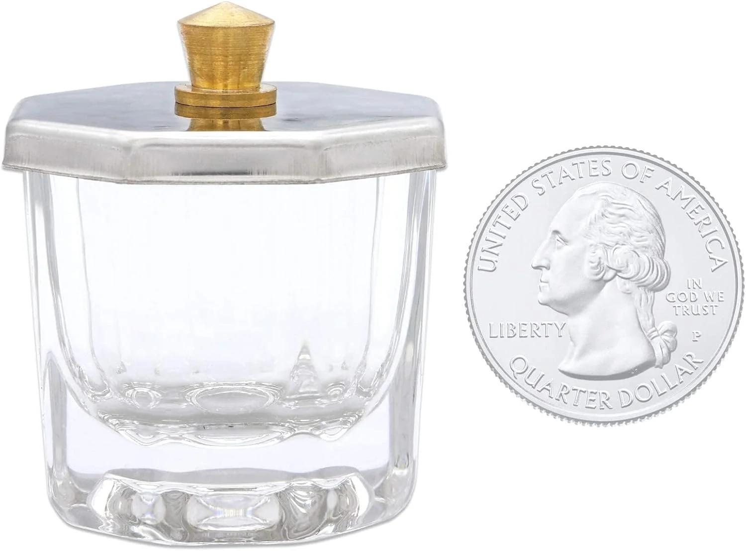 ظرف شیشه ای کریستالی با درب استیل ضد زنگ، شکل هشت ضلعی برای پودر اکریلیک، مونومر، پاک کننده لاک ناخن، ابزار طراحی ناخن، 4 عدد ظرف شیشه ای کریستالی با درب استیل ضد زنگ، شکل هشت ضلعی برای پودر اکریلیک، مونومر، پاک کننده لاک ناخن، ابزار طراحی ناخن، 4 عدد